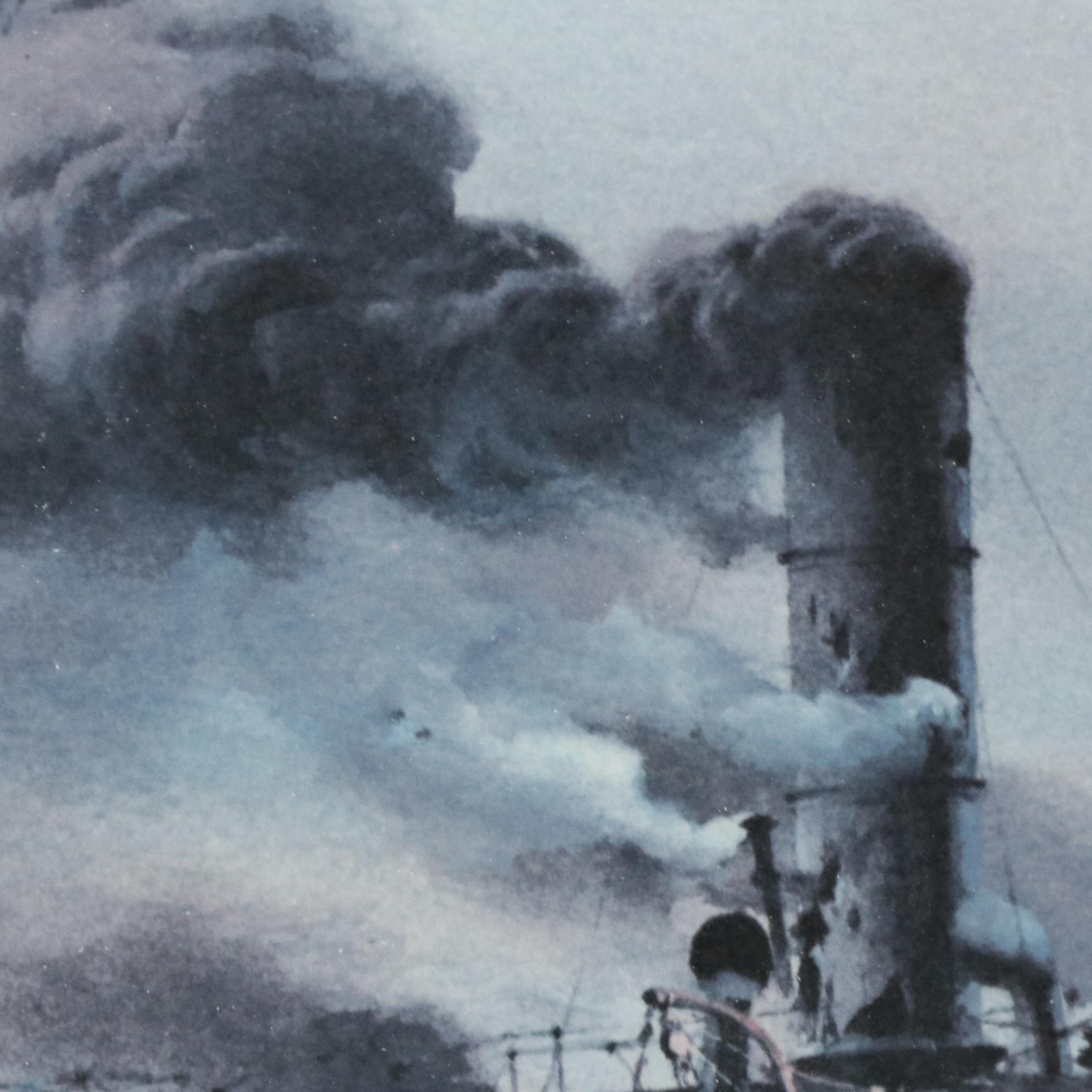 Carl G. Evers Offset Lithograph With Graphite Remarque "C.S.S. Virginia"