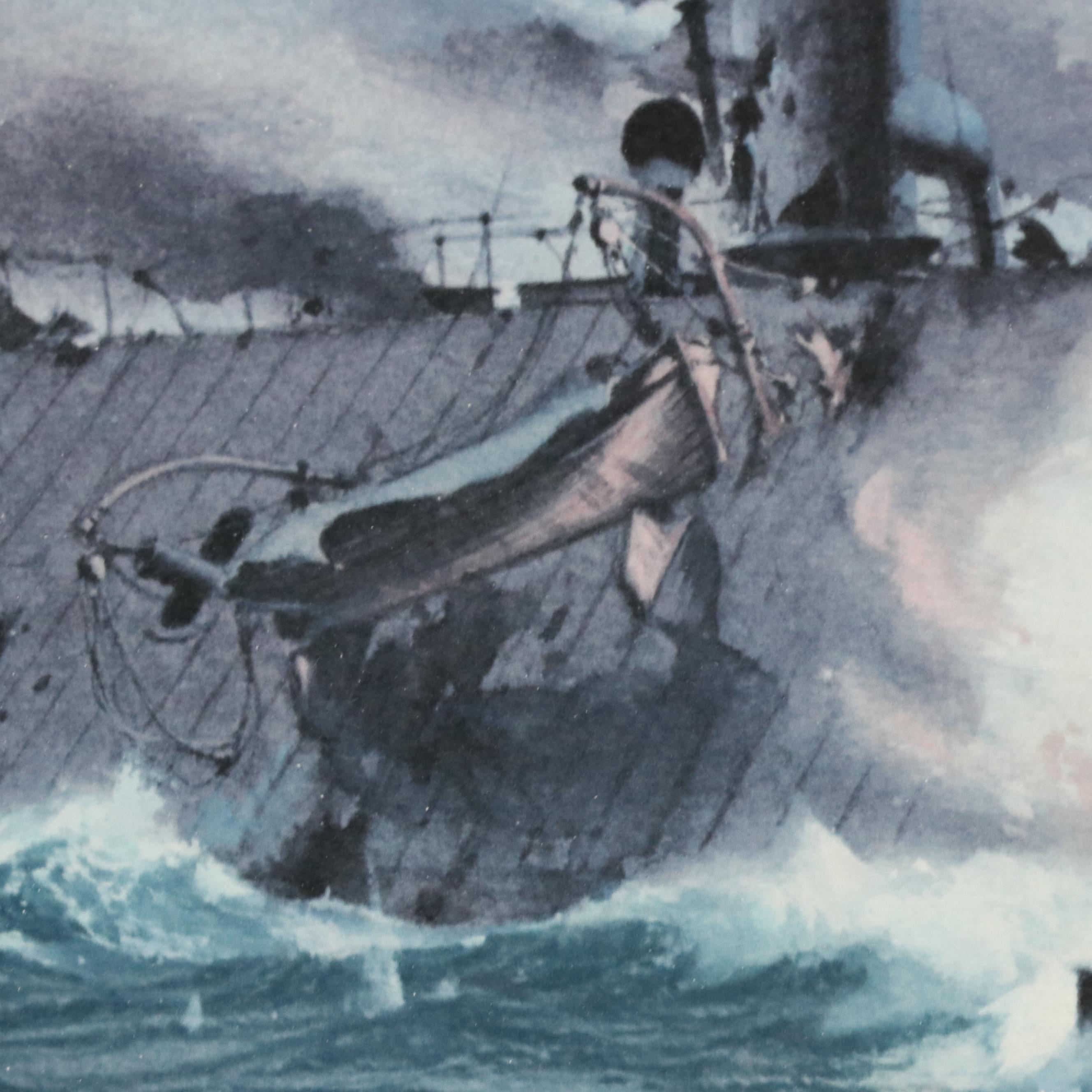 Carl G. Evers Offset Lithograph With Graphite Remarque "C.S.S. Virginia"