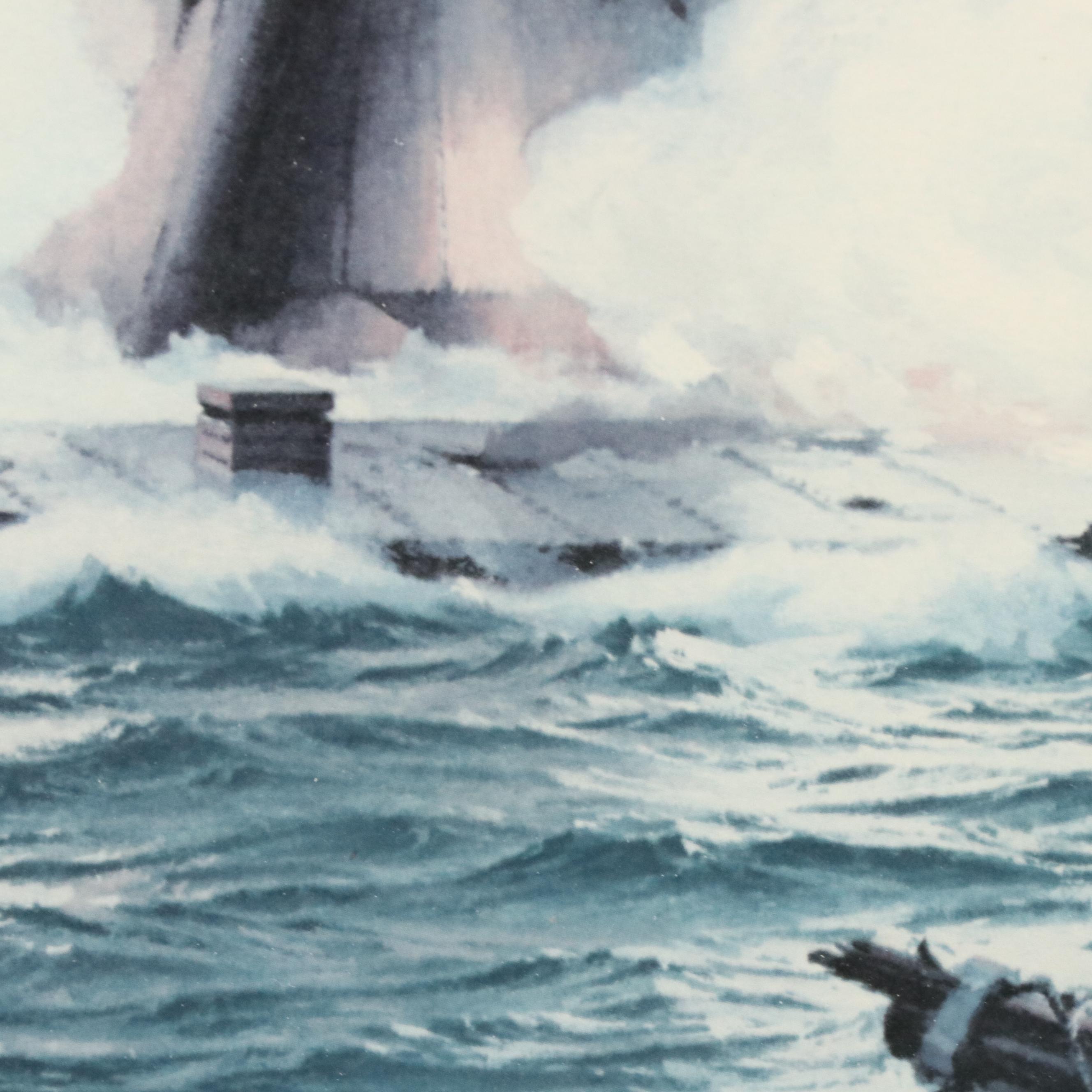 Carl G. Evers Offset Lithograph With Graphite Remarque "C.S.S. Virginia"