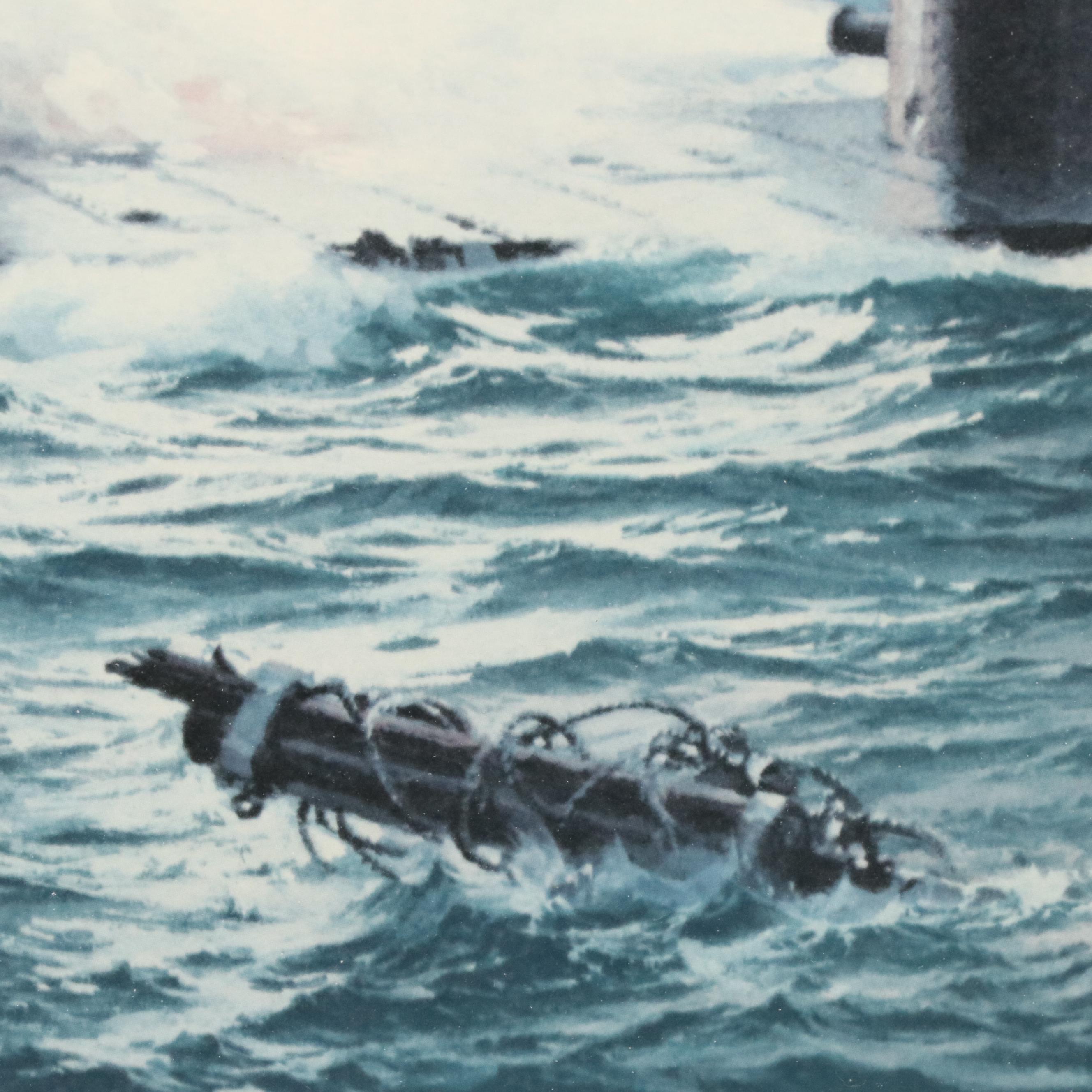 Carl G. Evers Offset Lithograph With Graphite Remarque "C.S.S. Virginia"