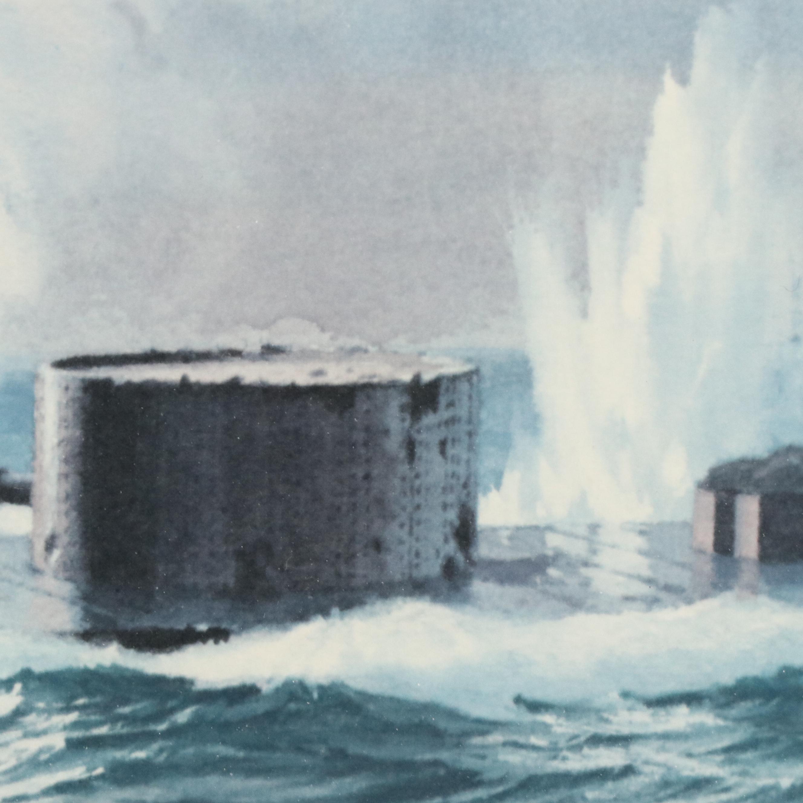 Carl G. Evers Offset Lithograph With Graphite Remarque "C.S.S. Virginia"