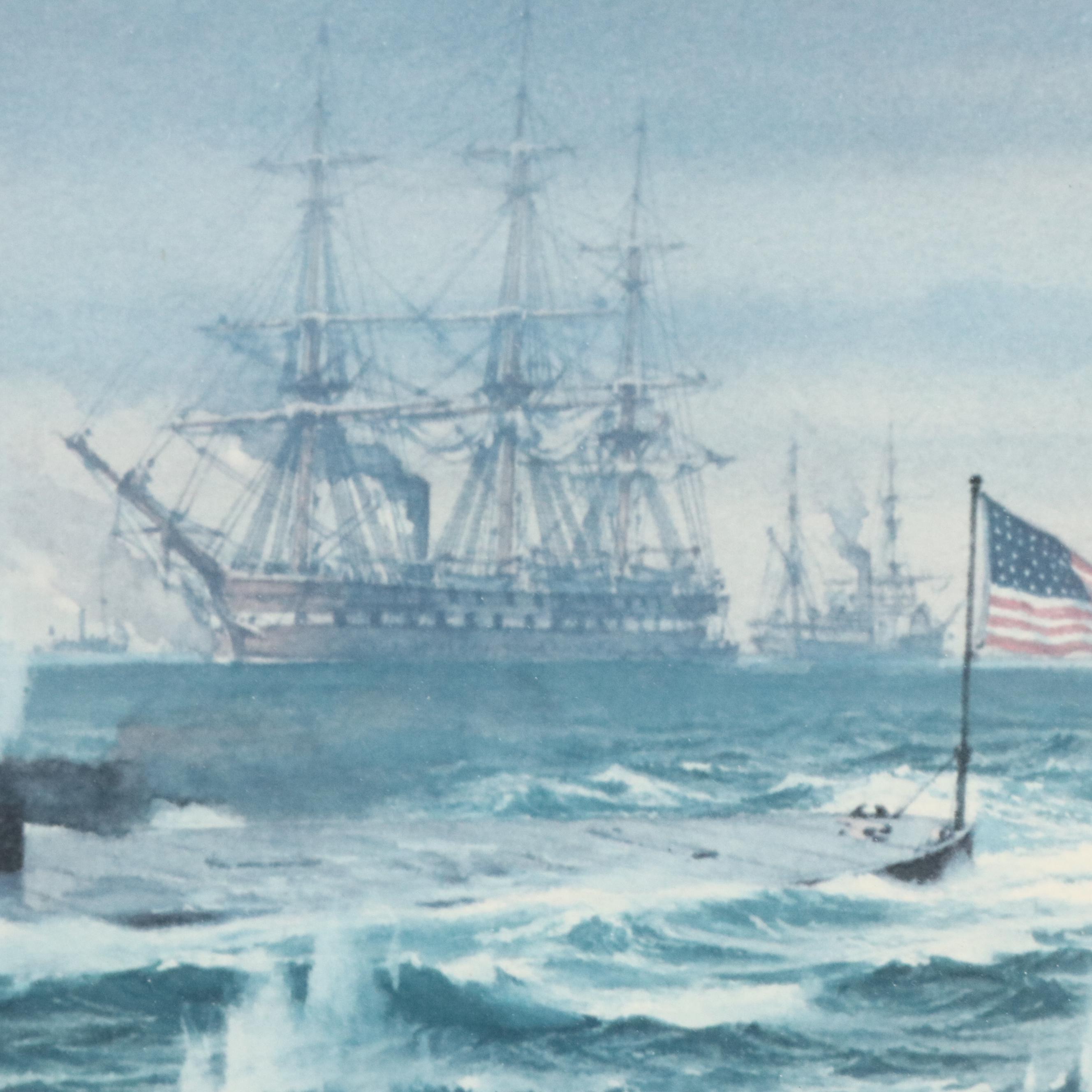 Carl G. Evers Offset Lithograph With Graphite Remarque "C.S.S. Virginia"