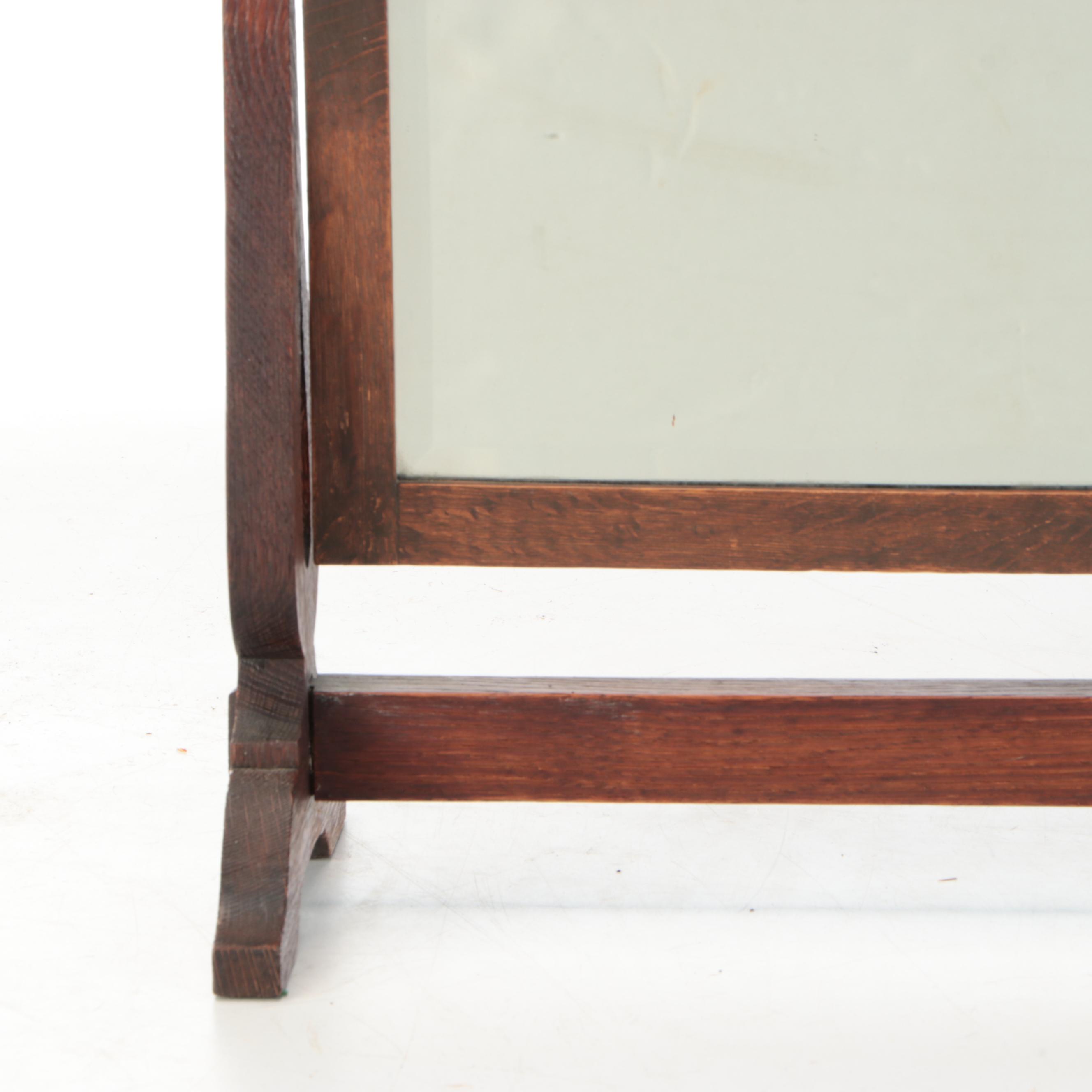 Arts & Crafts Carved Oak Dresser Mirror, Early 20th Century