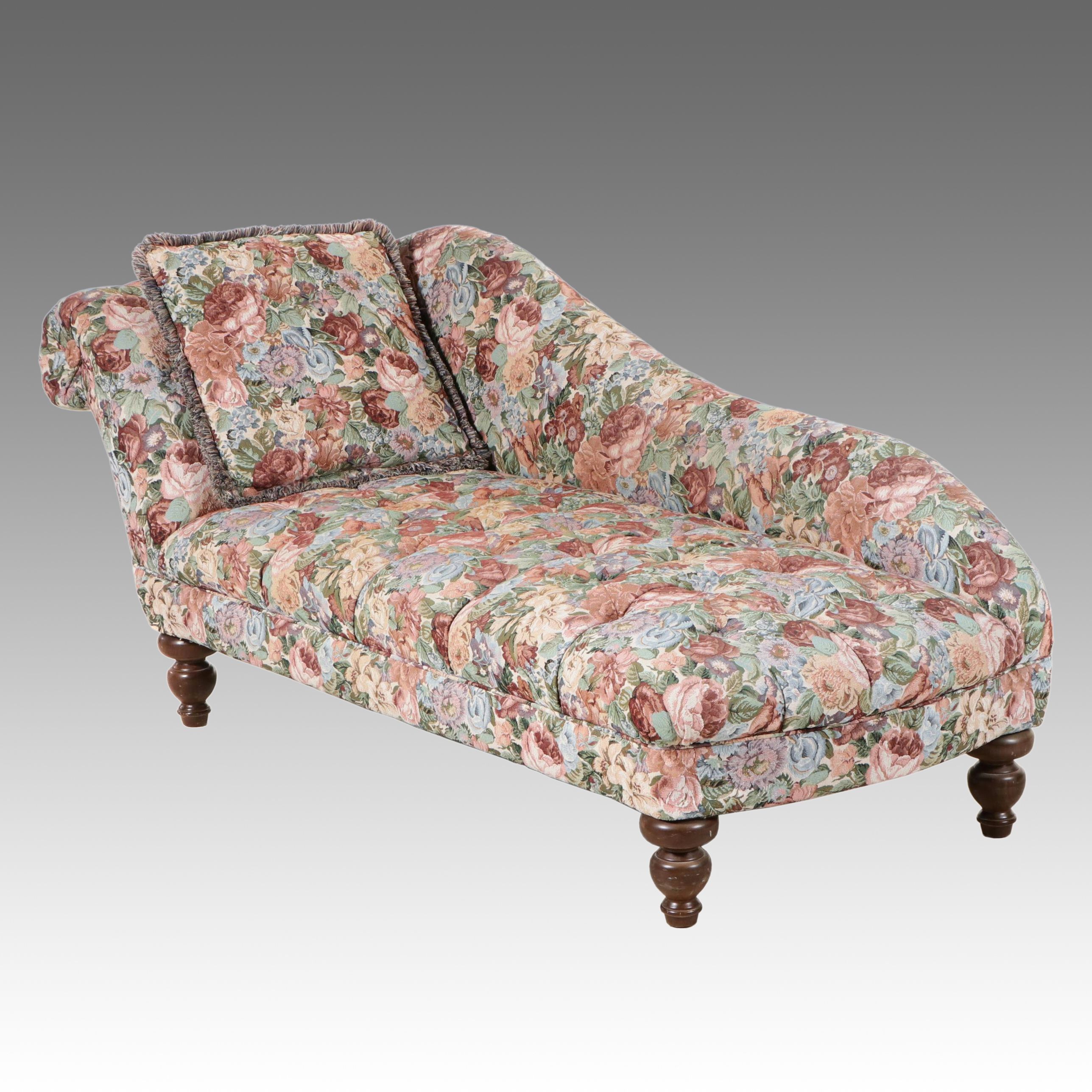Edwardian Style Upholstered Chaise Lounge