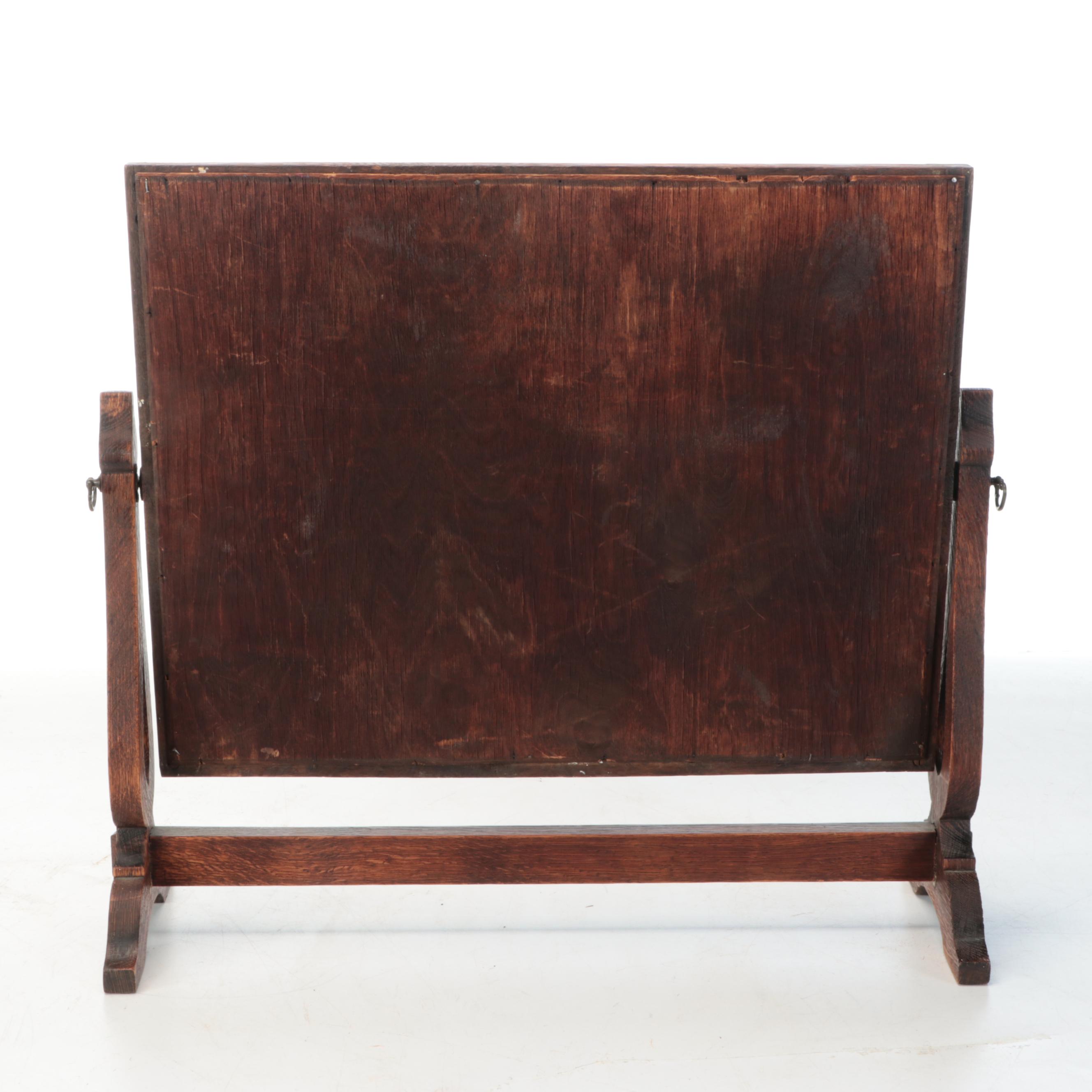 Arts & Crafts Carved Oak Dresser Mirror, Early 20th Century