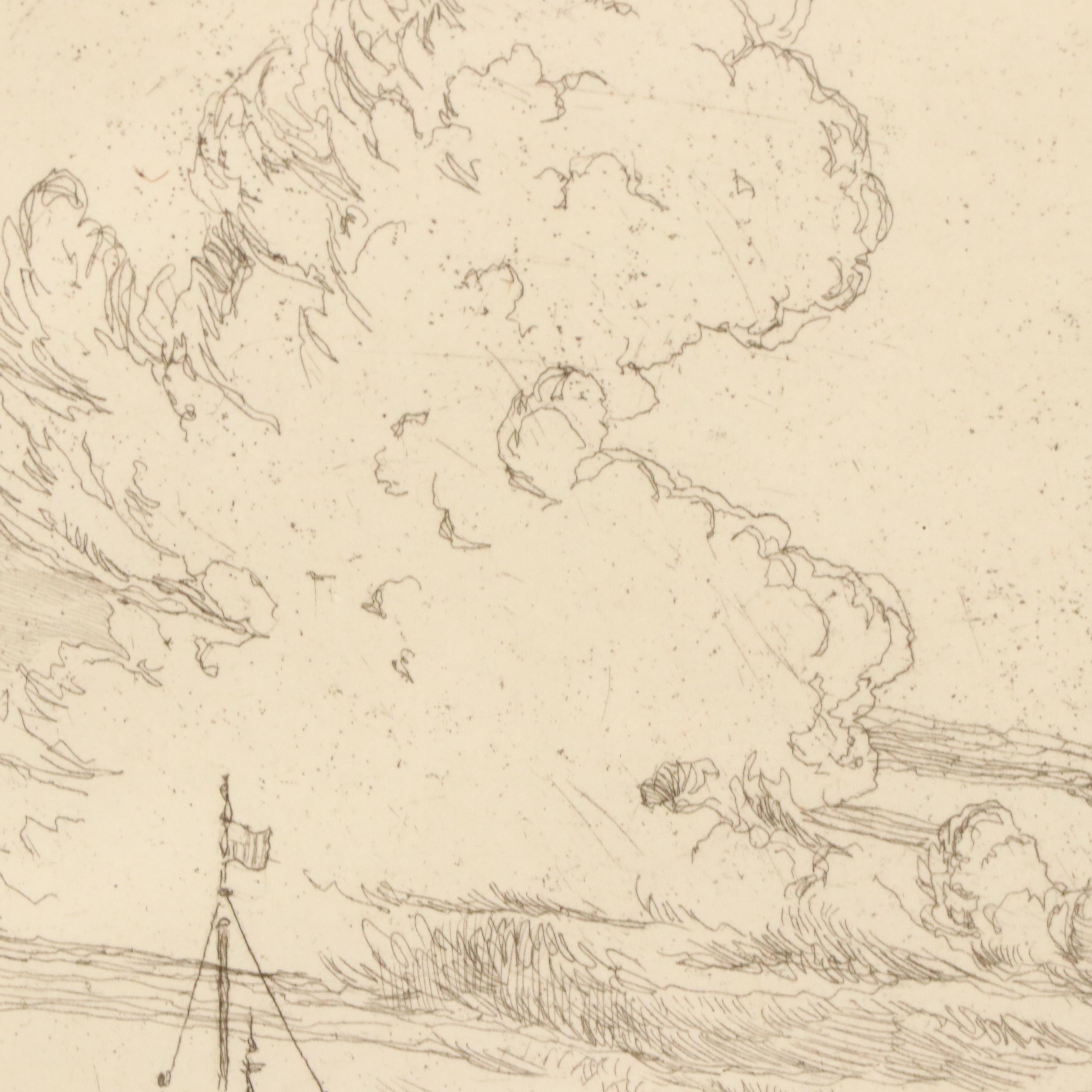 Reynold Henry Weidenaar Nautical Etching of Port Scene "Alabama," 1948