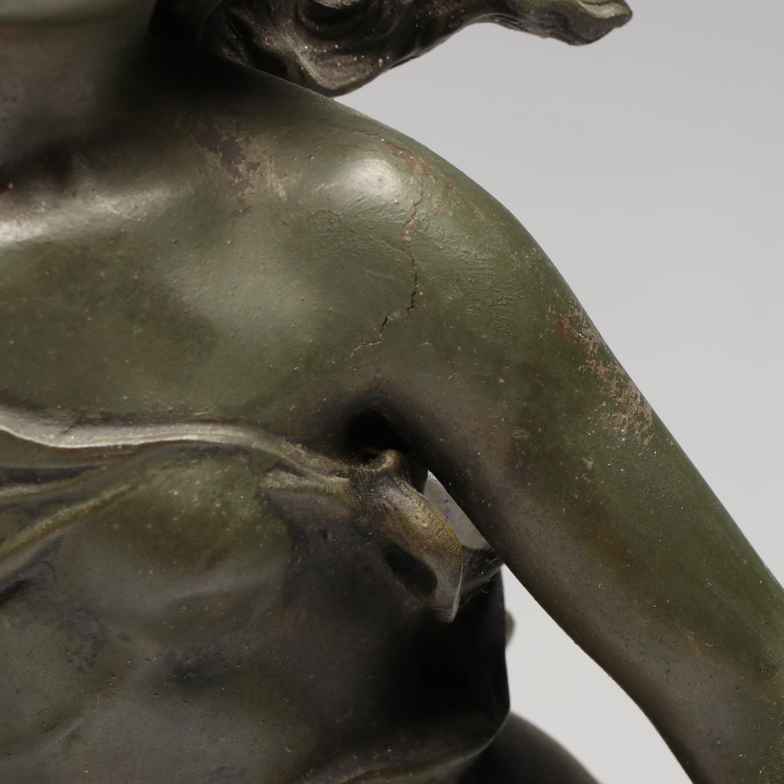 Art Nouveau Cast Spelter Young Girl Figurine After Hippolyte Moreau