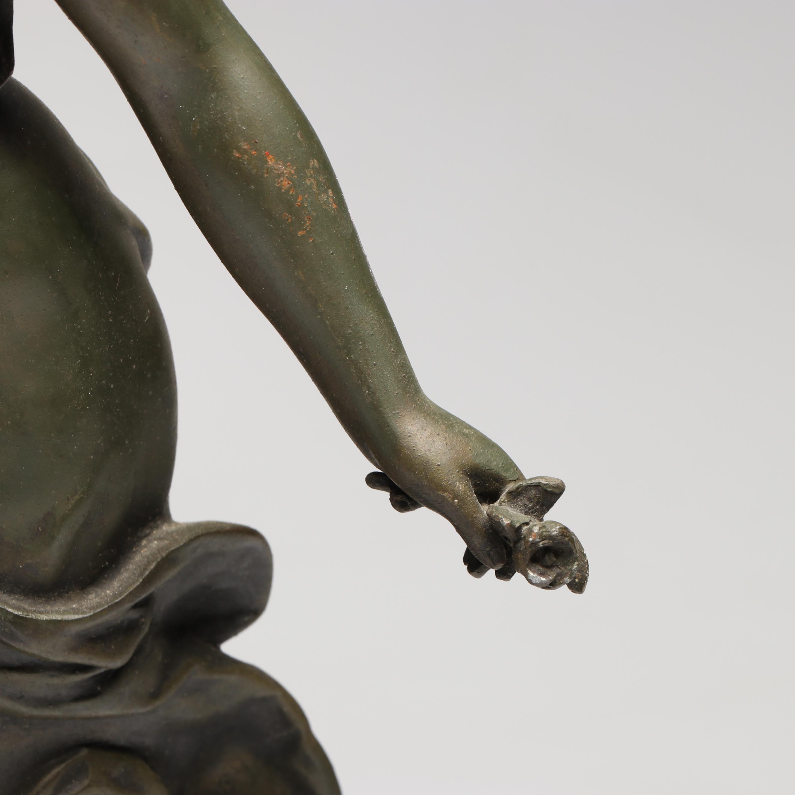 Art Nouveau Cast Spelter Young Girl Figurine After Hippolyte Moreau