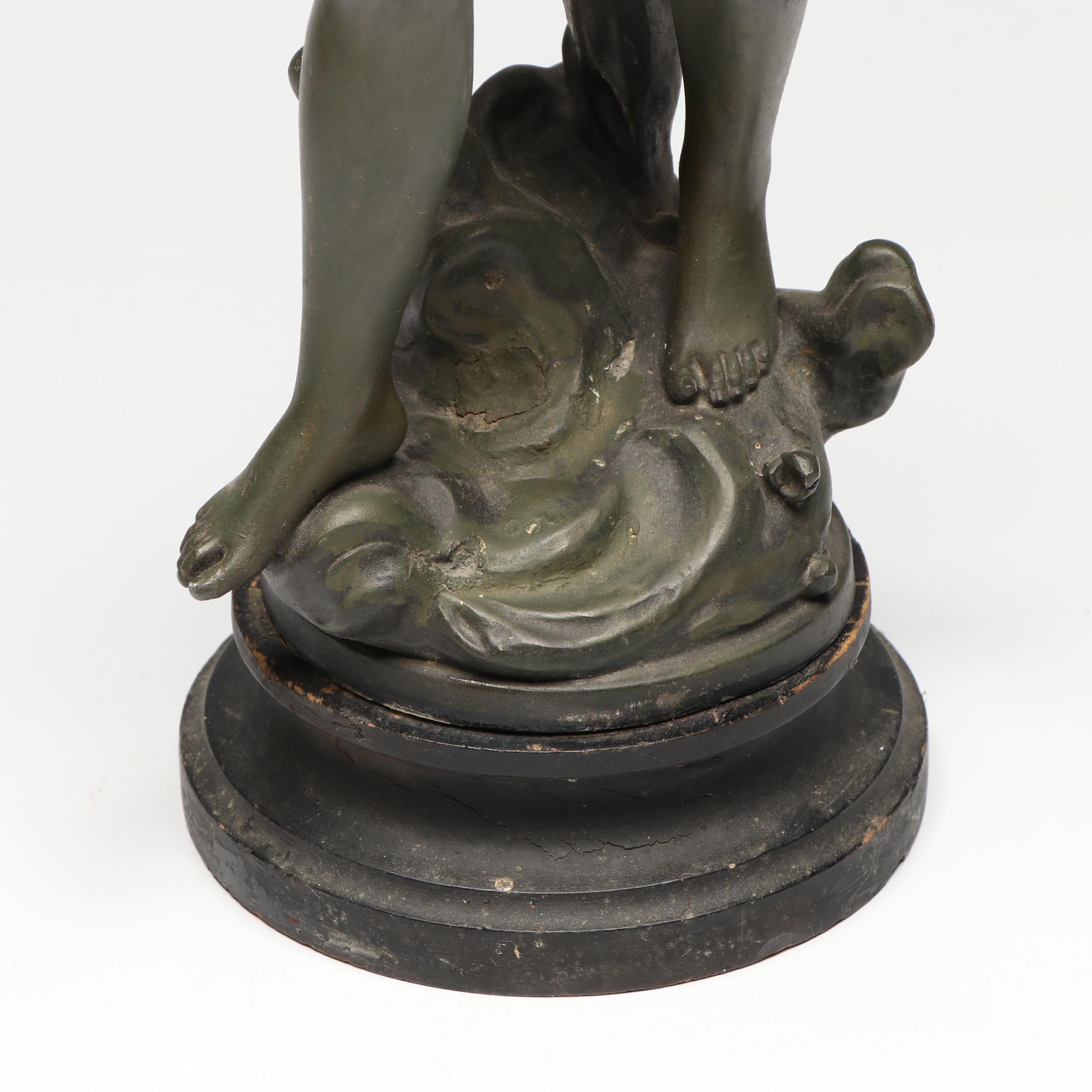 Art Nouveau Cast Spelter Young Girl Figurine After Hippolyte Moreau