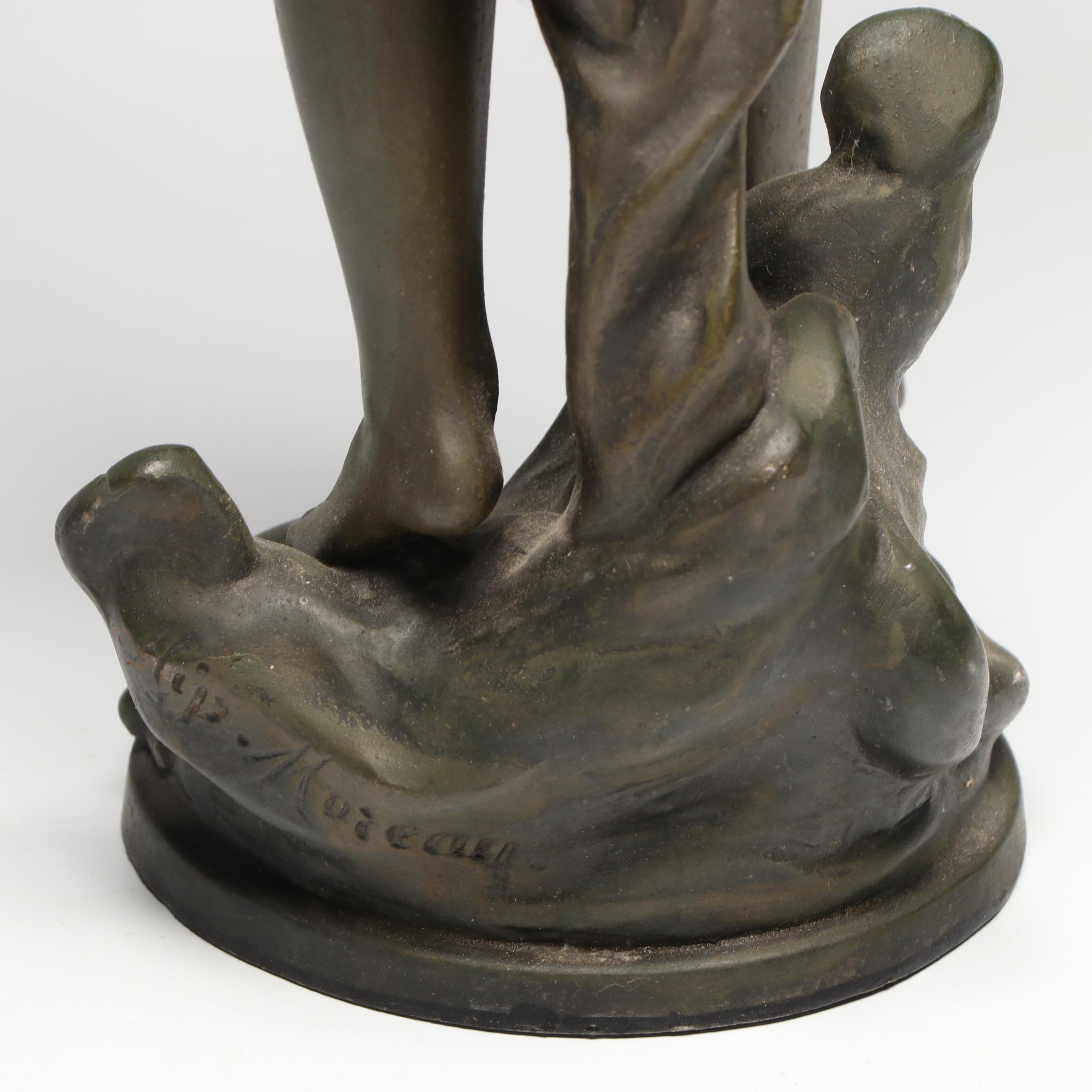 Art Nouveau Cast Spelter Young Girl Figurine After Hippolyte Moreau