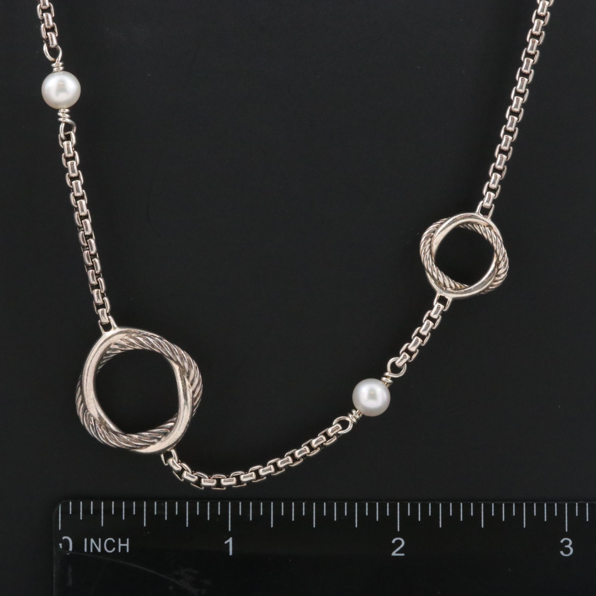 David Yurman Sterling Infinity Station Pearl Necklace