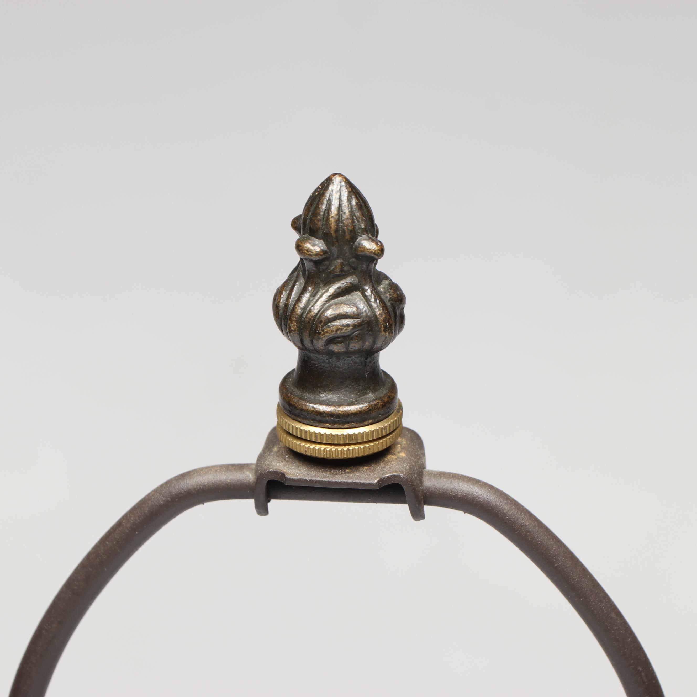 Art Nouveau Style Metal Table Lamp with Dragonfly Slag Glass Shade