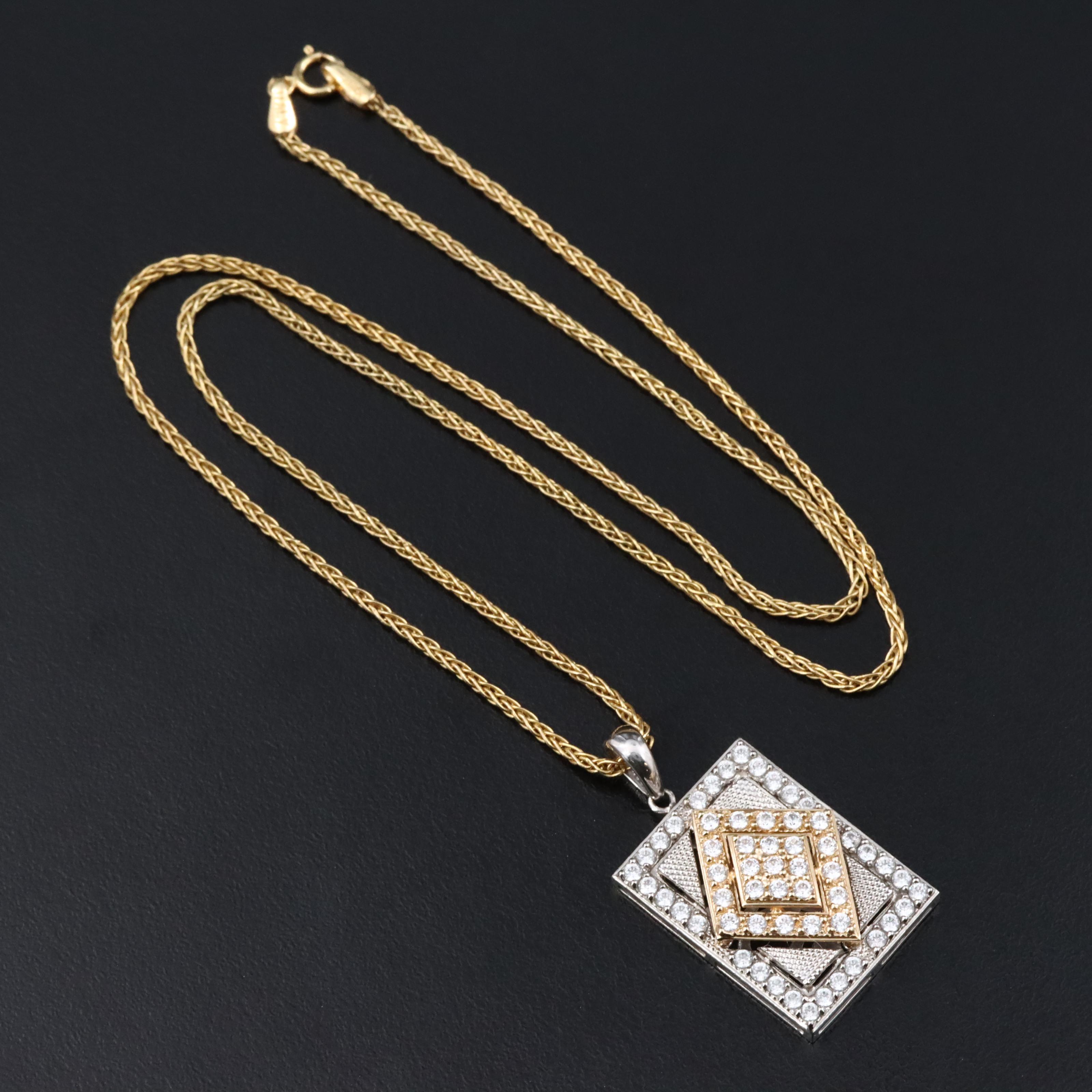 14K CZ Pendant Necklace