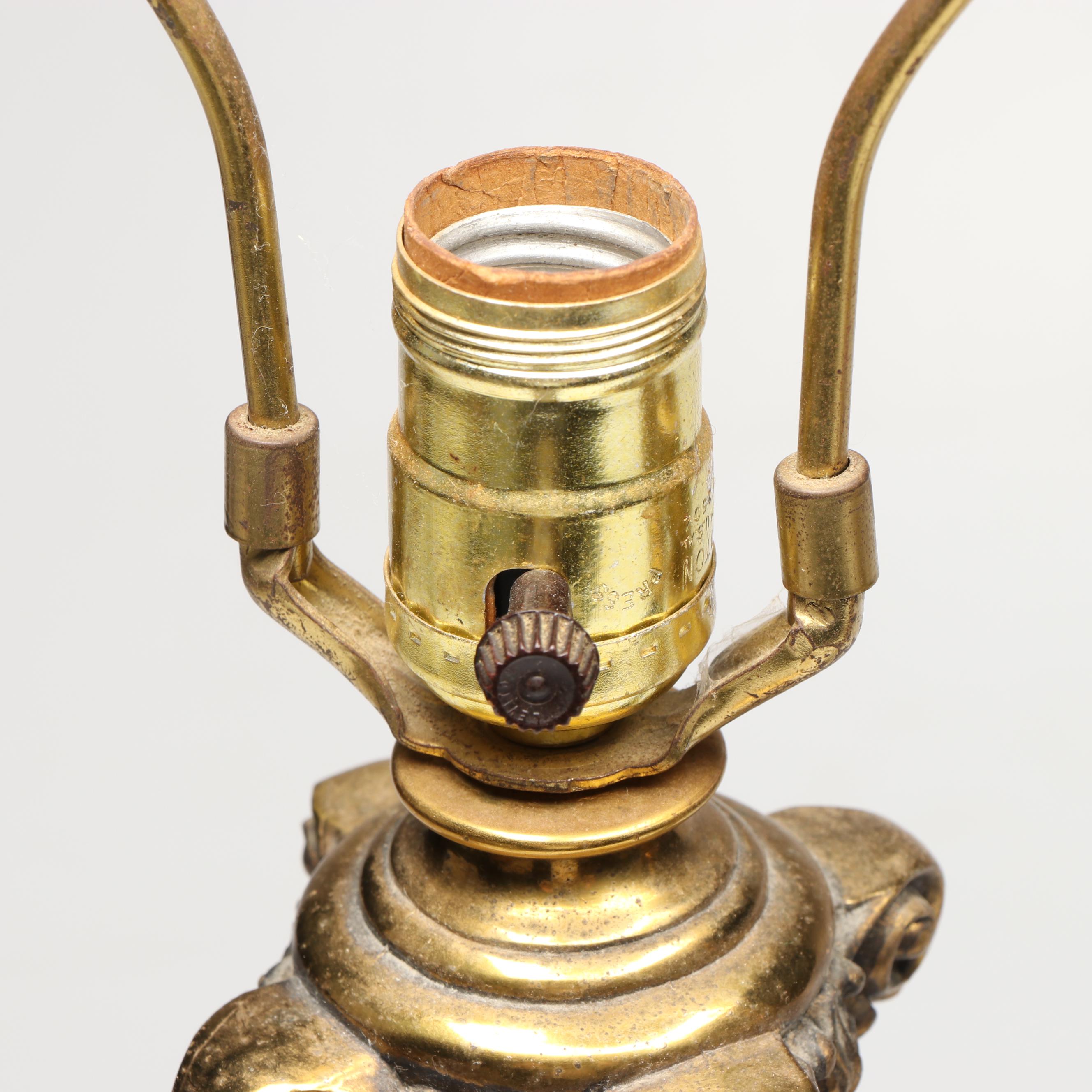 Neoclassical Parcel Gilt and Black Table Lamps, 20th Century