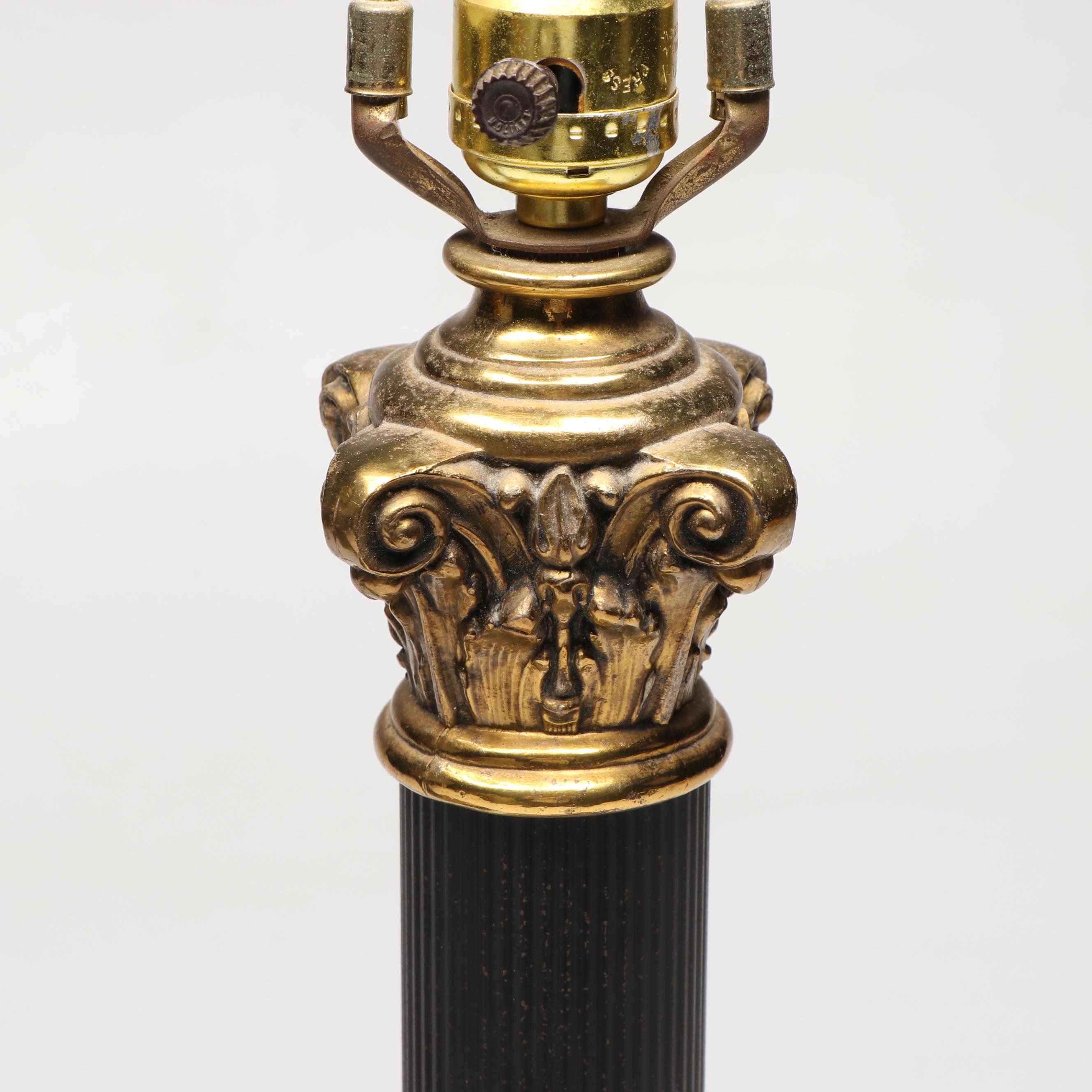 Neoclassical Parcel Gilt and Black Table Lamps, 20th Century