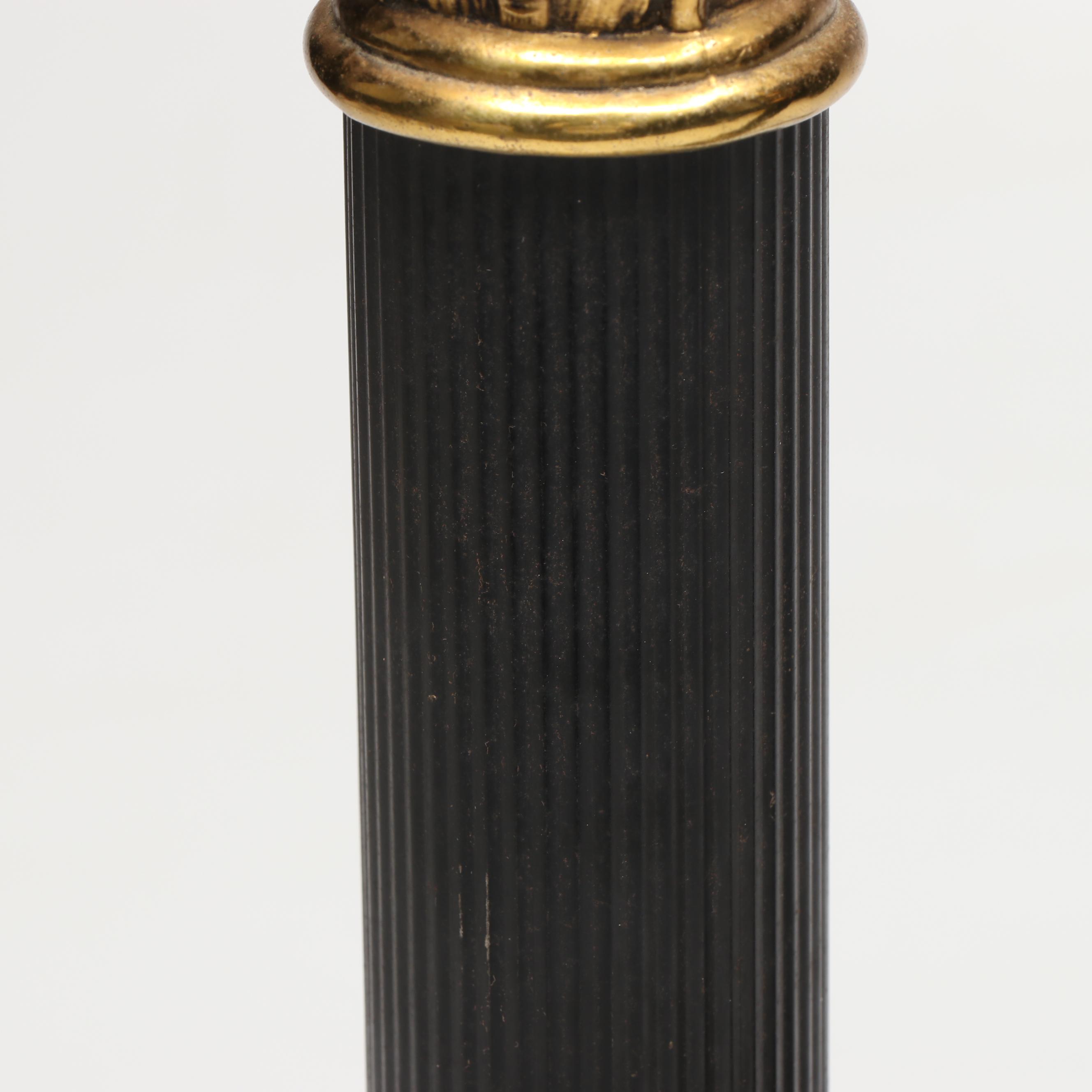 Neoclassical Parcel Gilt and Black Table Lamps, 20th Century