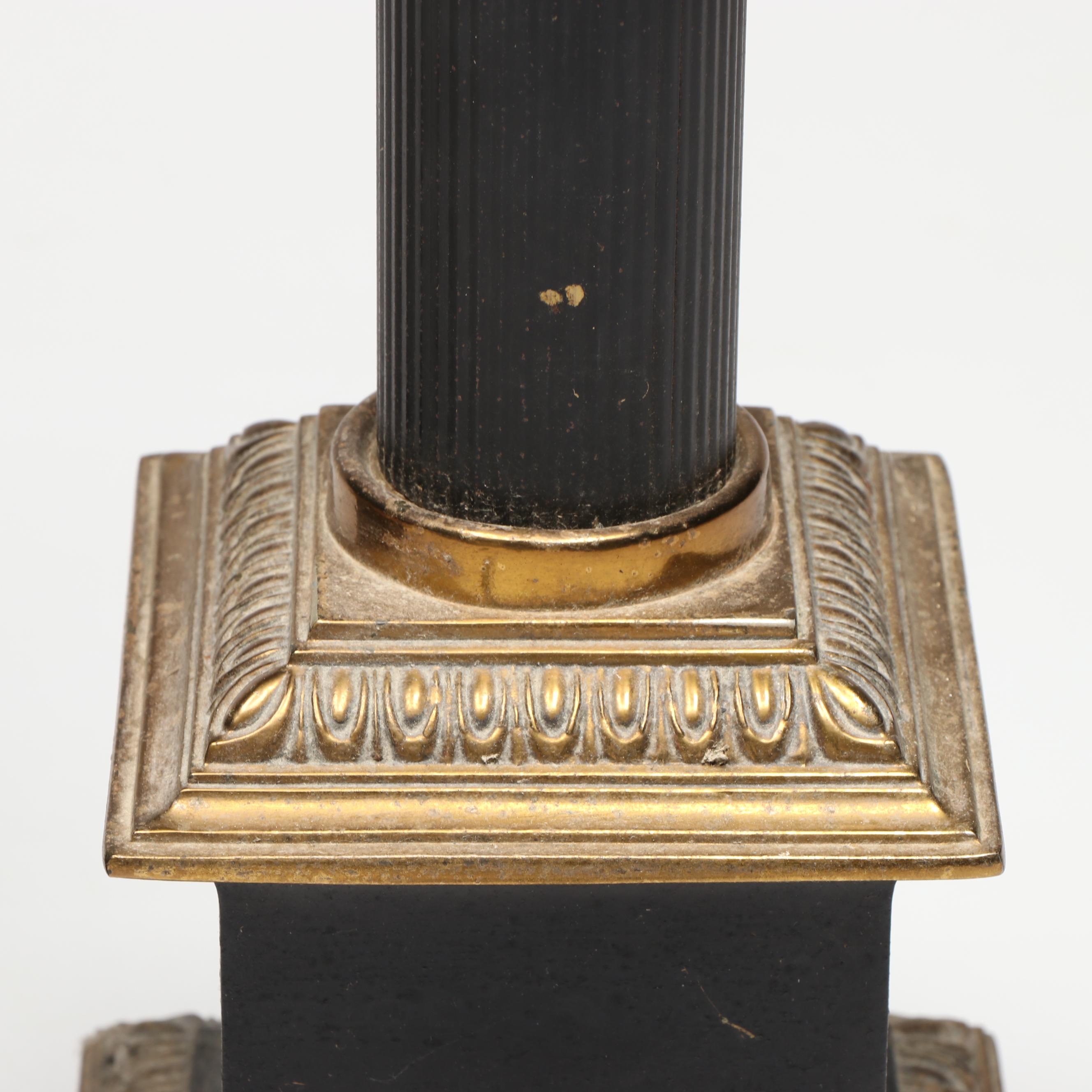 Neoclassical Parcel Gilt and Black Table Lamps, 20th Century