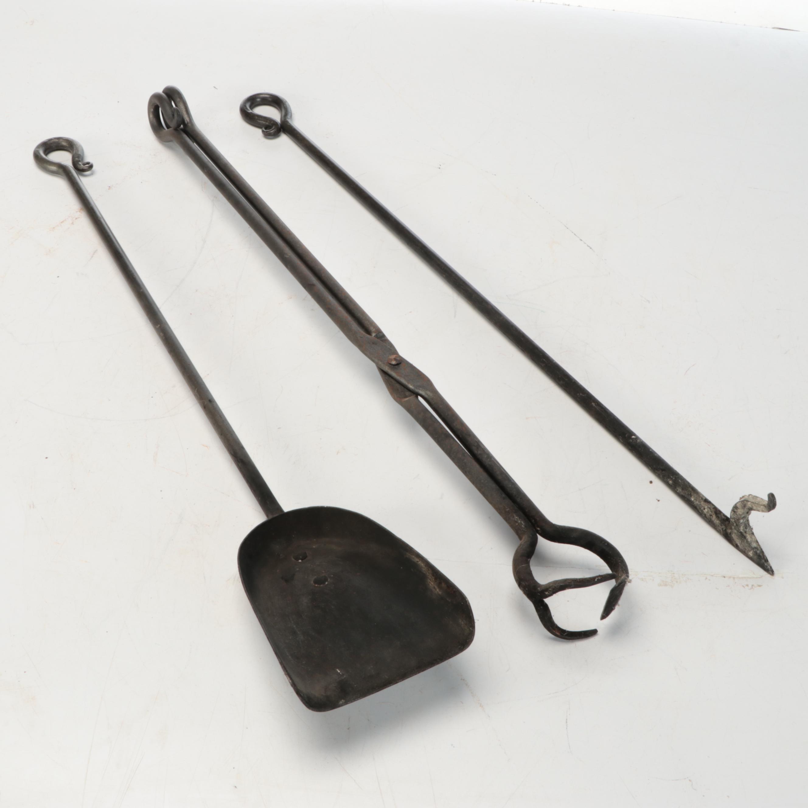 Hand-Forged Iron Fireplace Tool Set