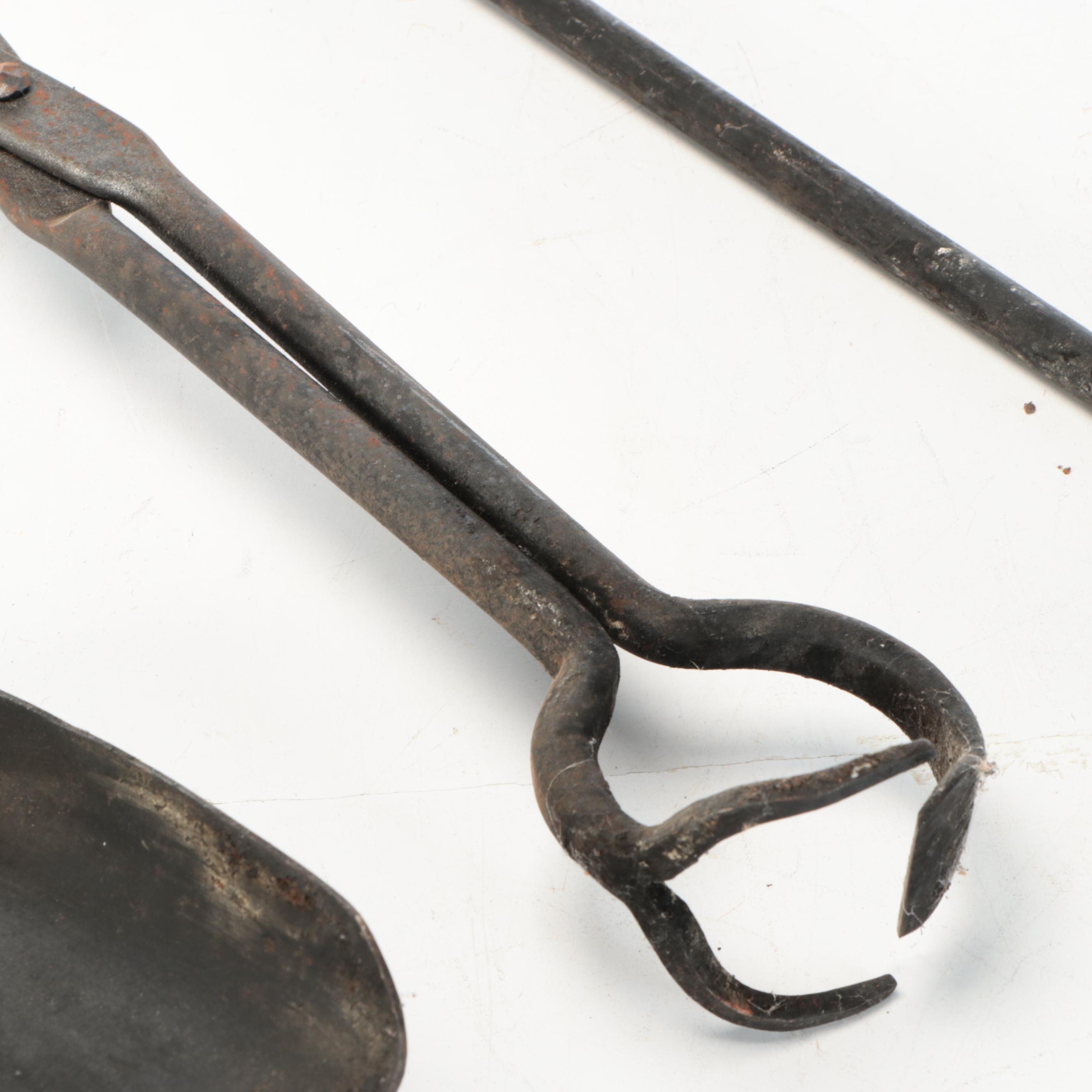 Hand-Forged Iron Fireplace Tool Set