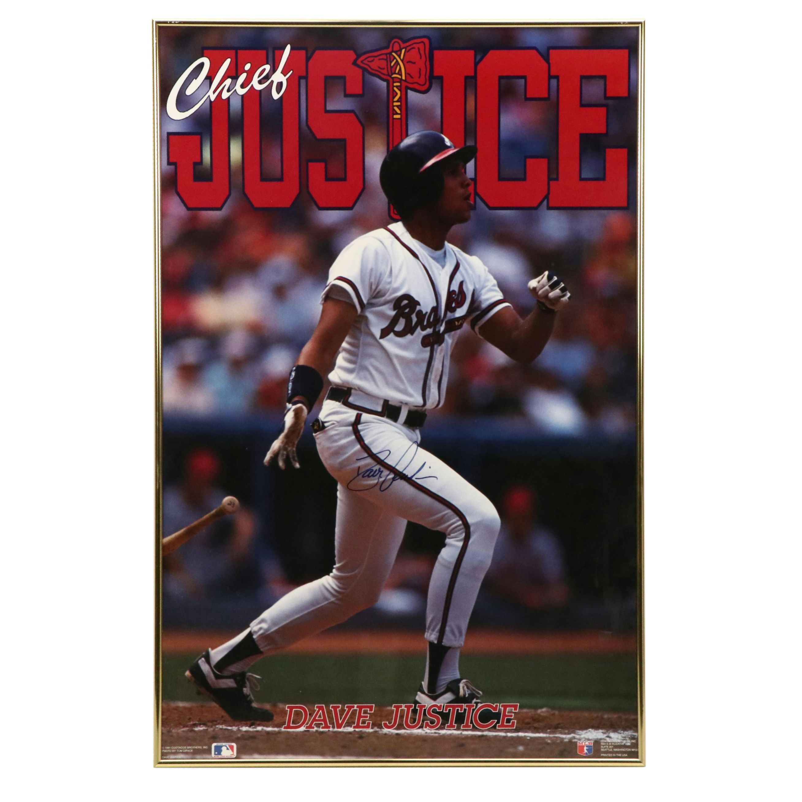 Dave Justice "Chief Justice" Atlanta Braves MLB Poster, 1991