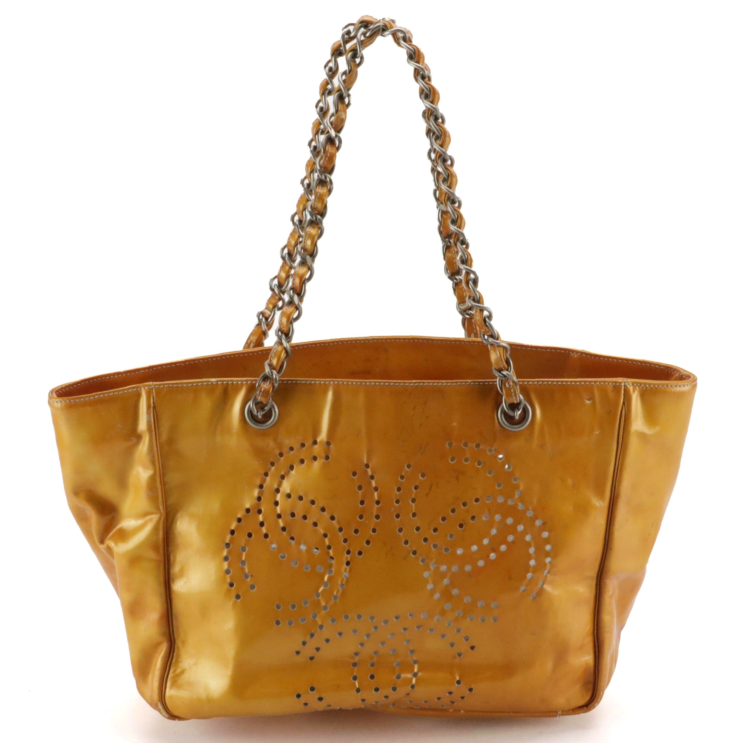 Chanel Perforated CC Patent Leather Shoulder Bag with Zip Pouch