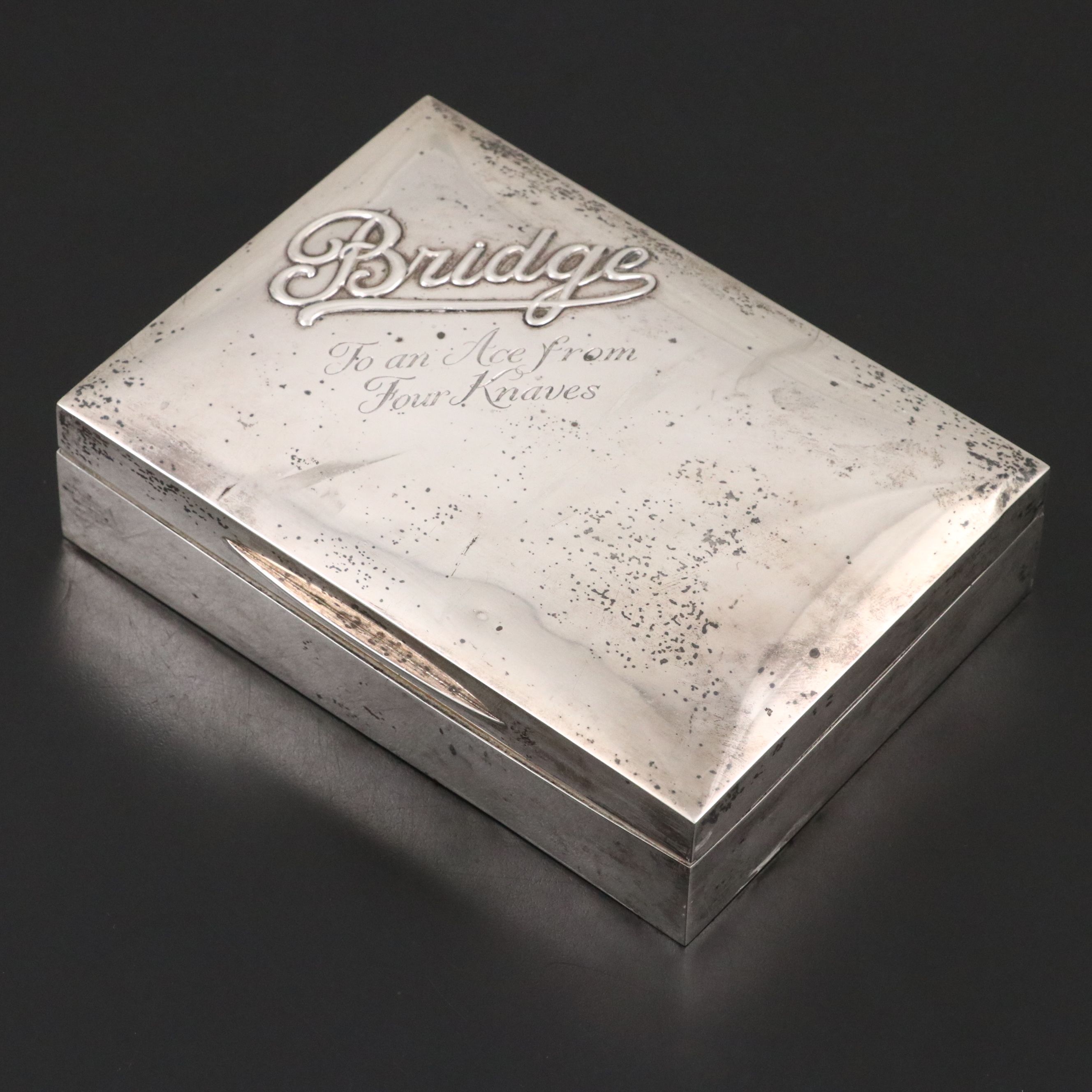 English Sterling Bridge Case with Pair of Viceroy Duplex Playing Cards