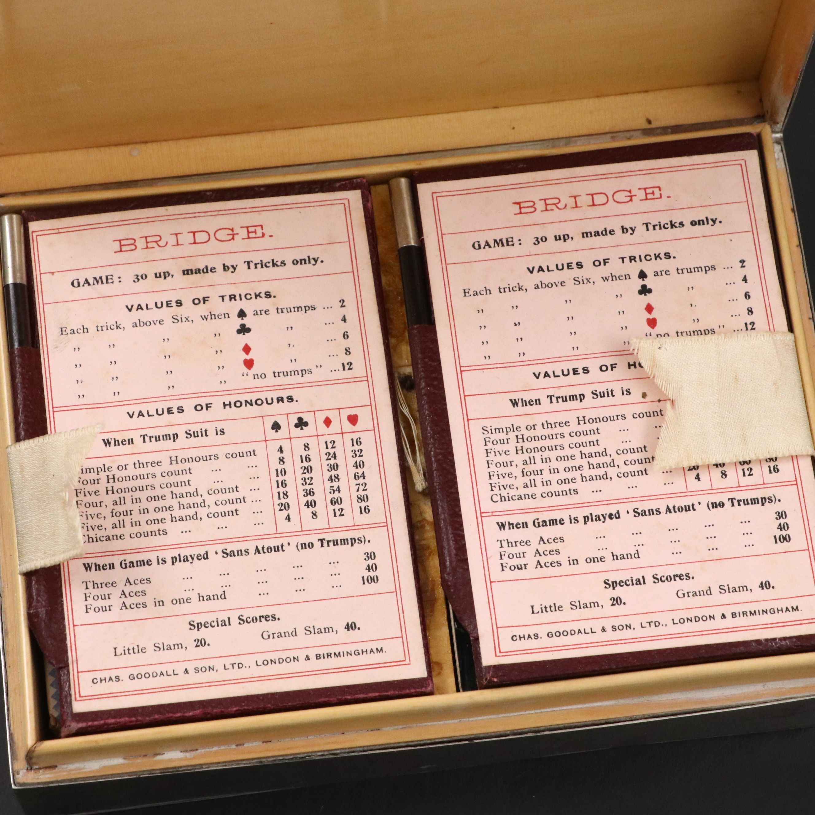 English Sterling Bridge Case with Pair of Viceroy Duplex Playing Cards