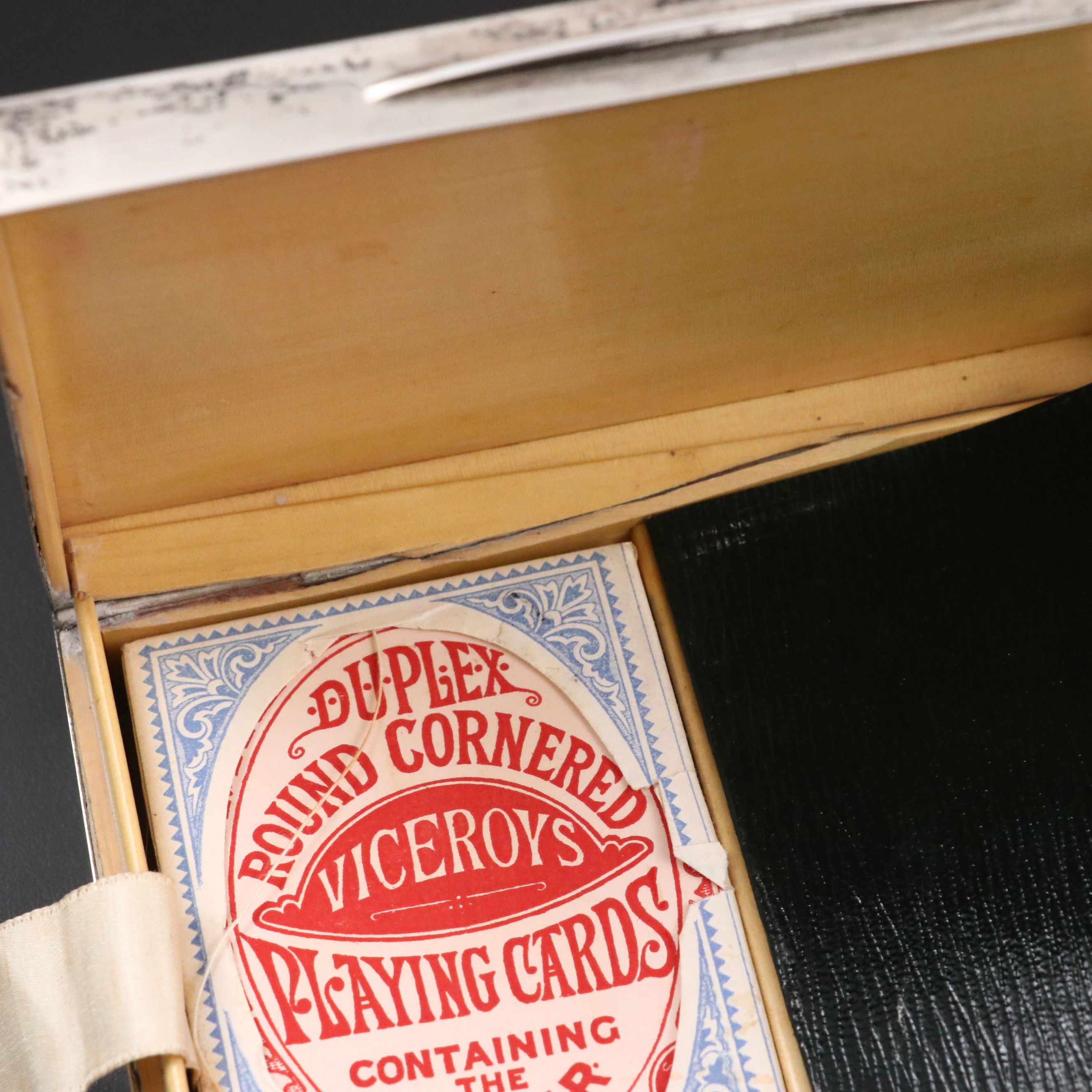 English Sterling Bridge Case with Pair of Viceroy Duplex Playing Cards
