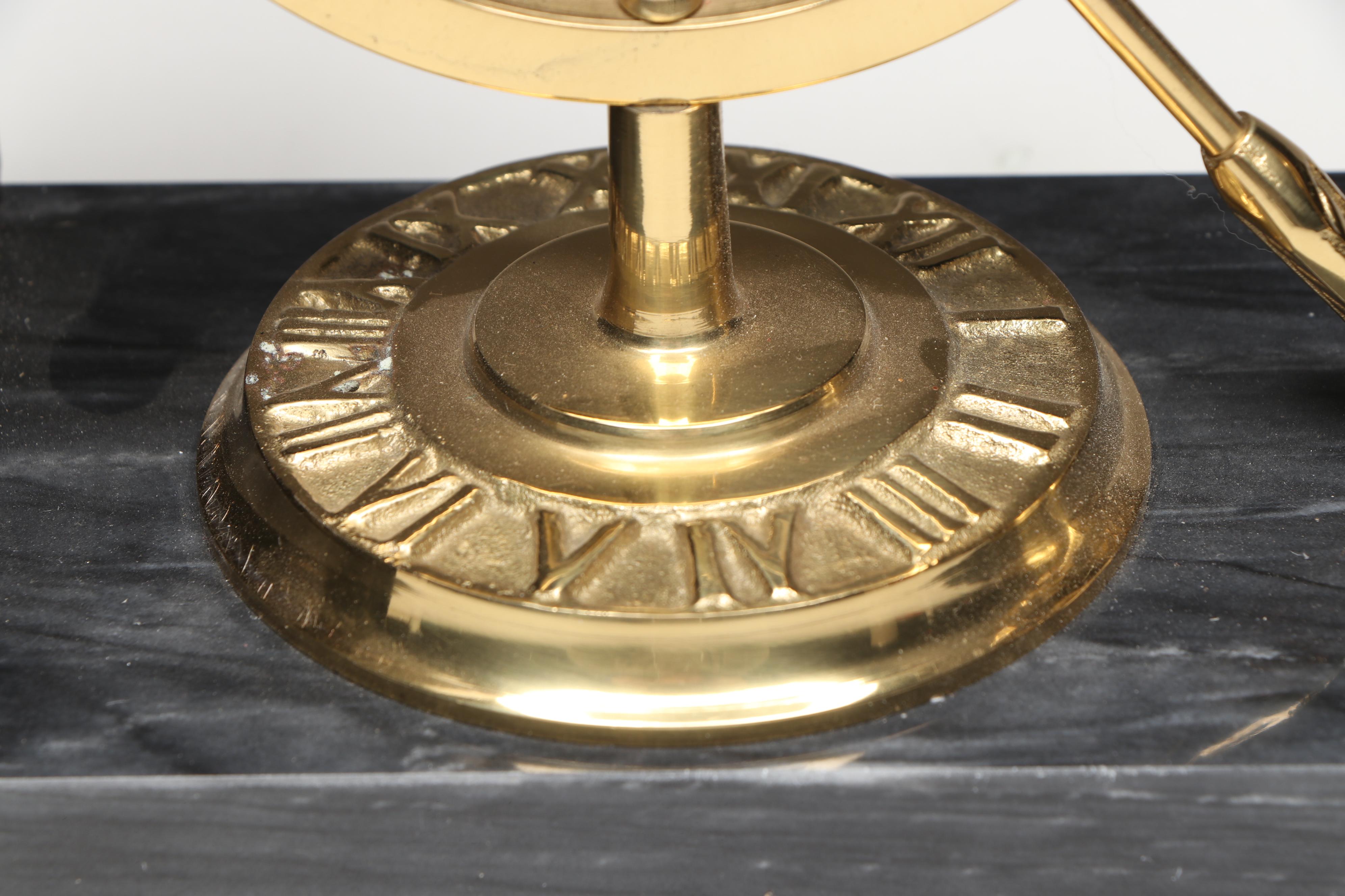 Brass and Marble Armillary Sphere Bookends