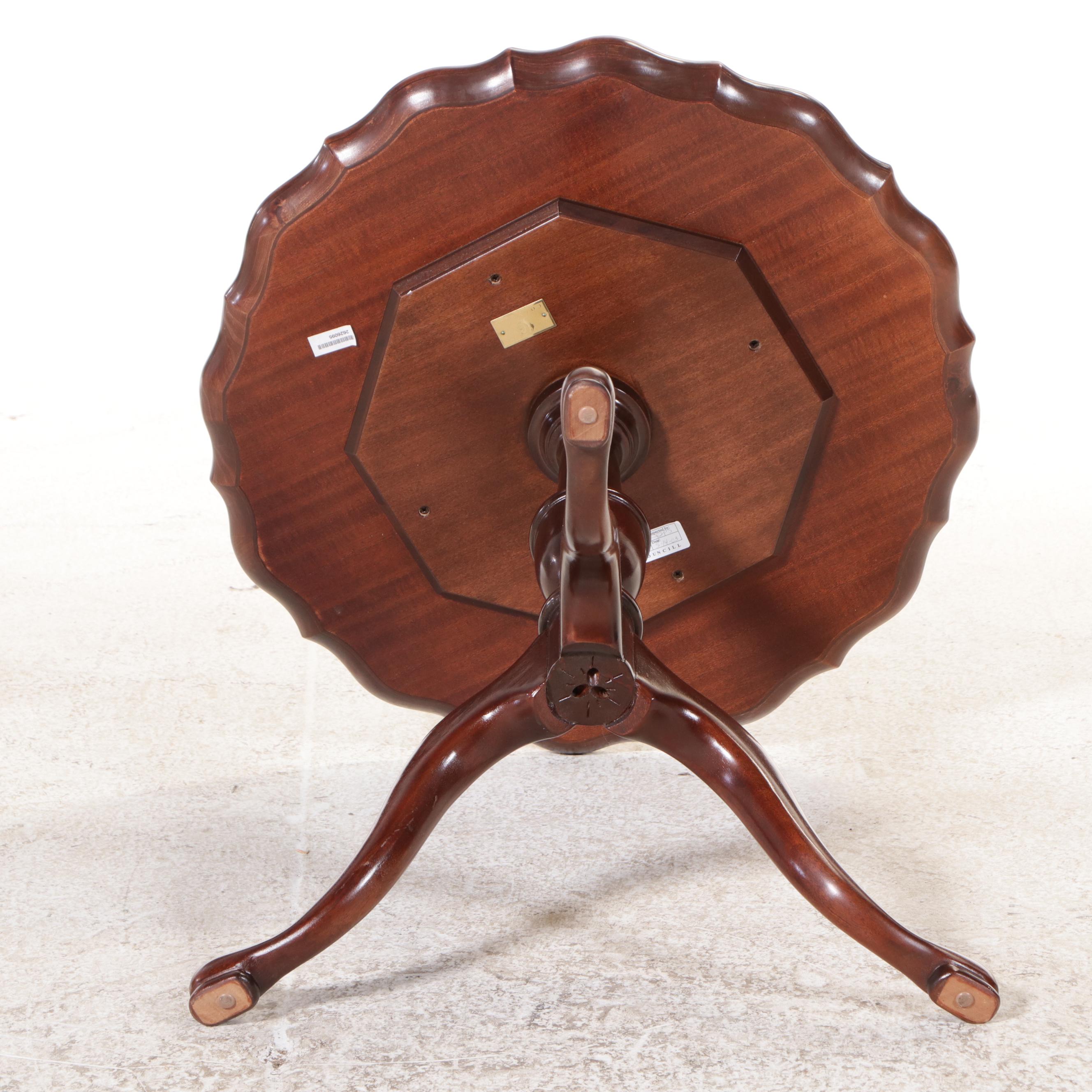 Councill Queen Anne Style Mahogany Piecrust Stand, Late 20th Century