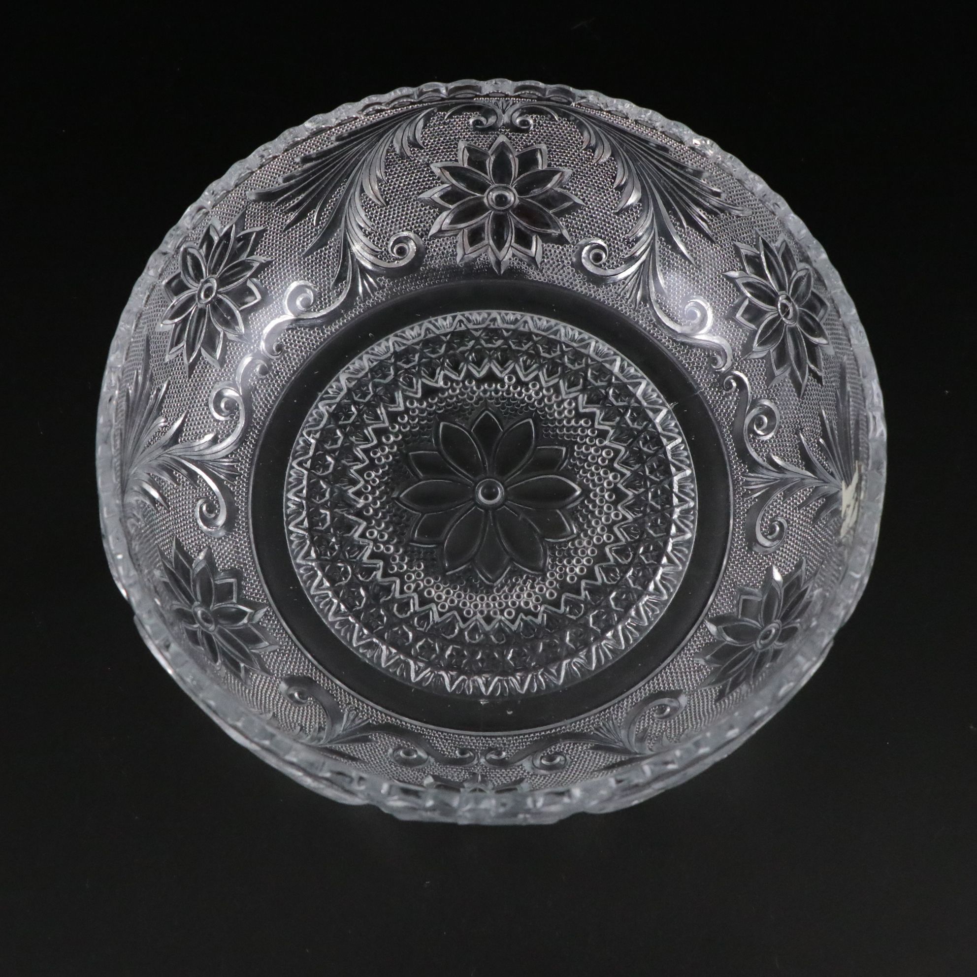 Pressed Glass "Sandwich" Pattern Cups, Saucers, and Assorted Plates