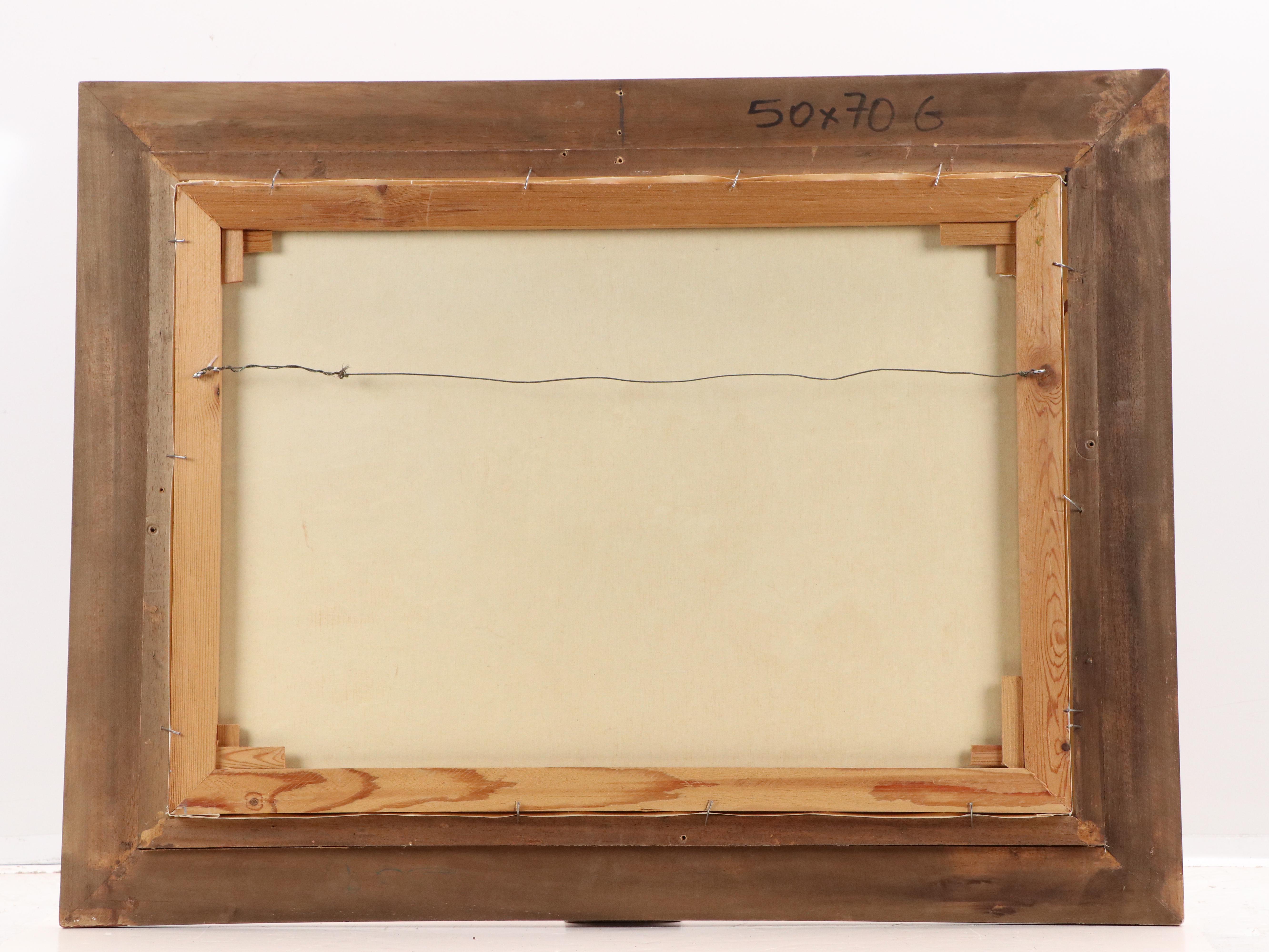 Impressionist-Inspired Oil Painting of Park Scene With Figures, Mid-20th Century