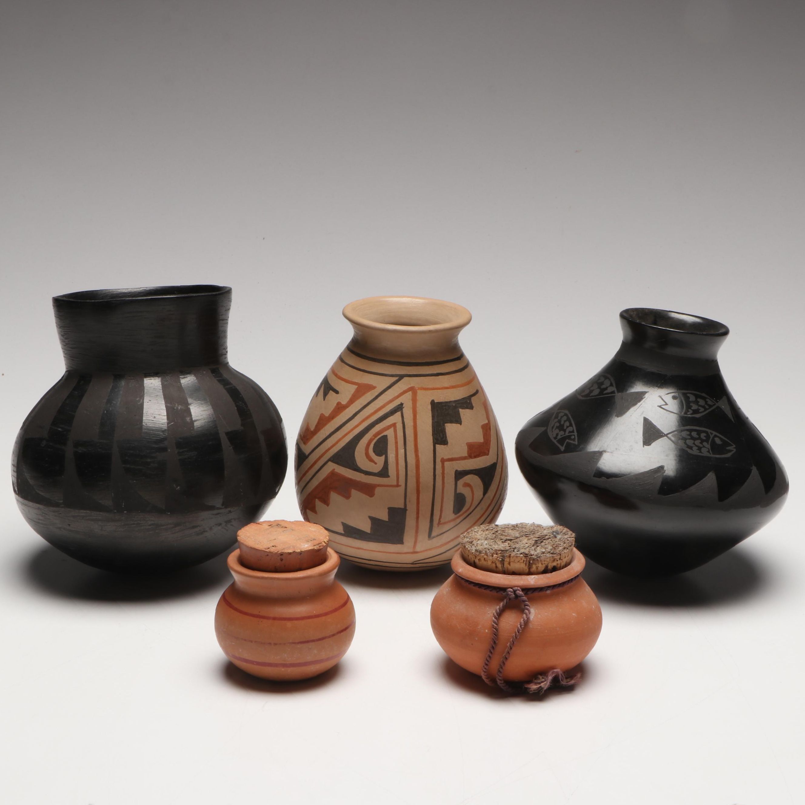 Barra Negro Blackware Pottery Ollas with Terracotta Pots, More
