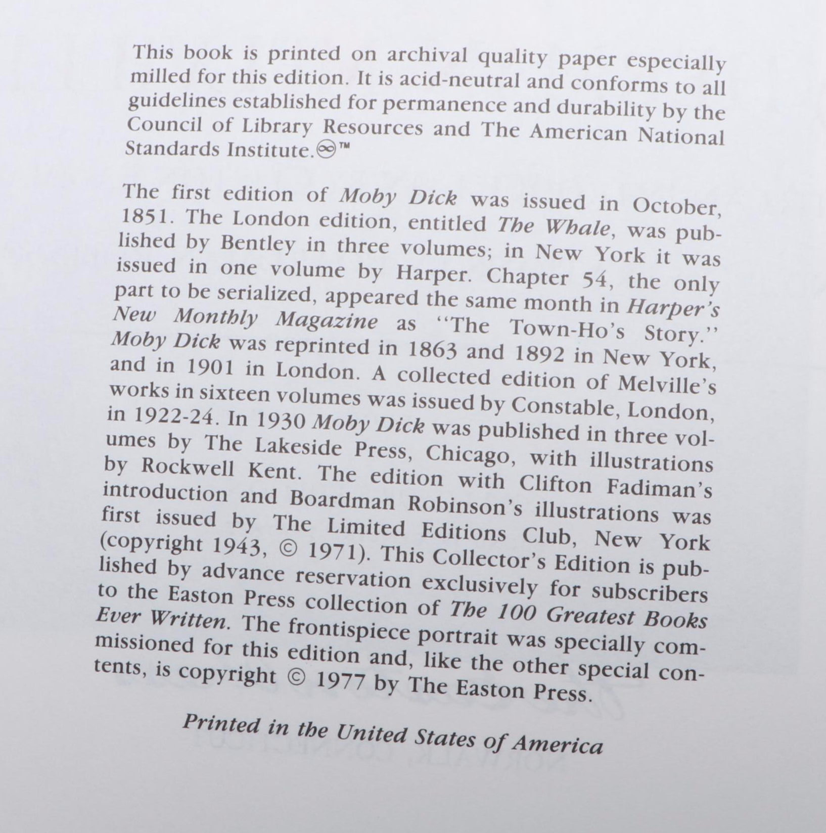 Easton Press "Moby-Dick" by Herman Melville and More Literary Classics