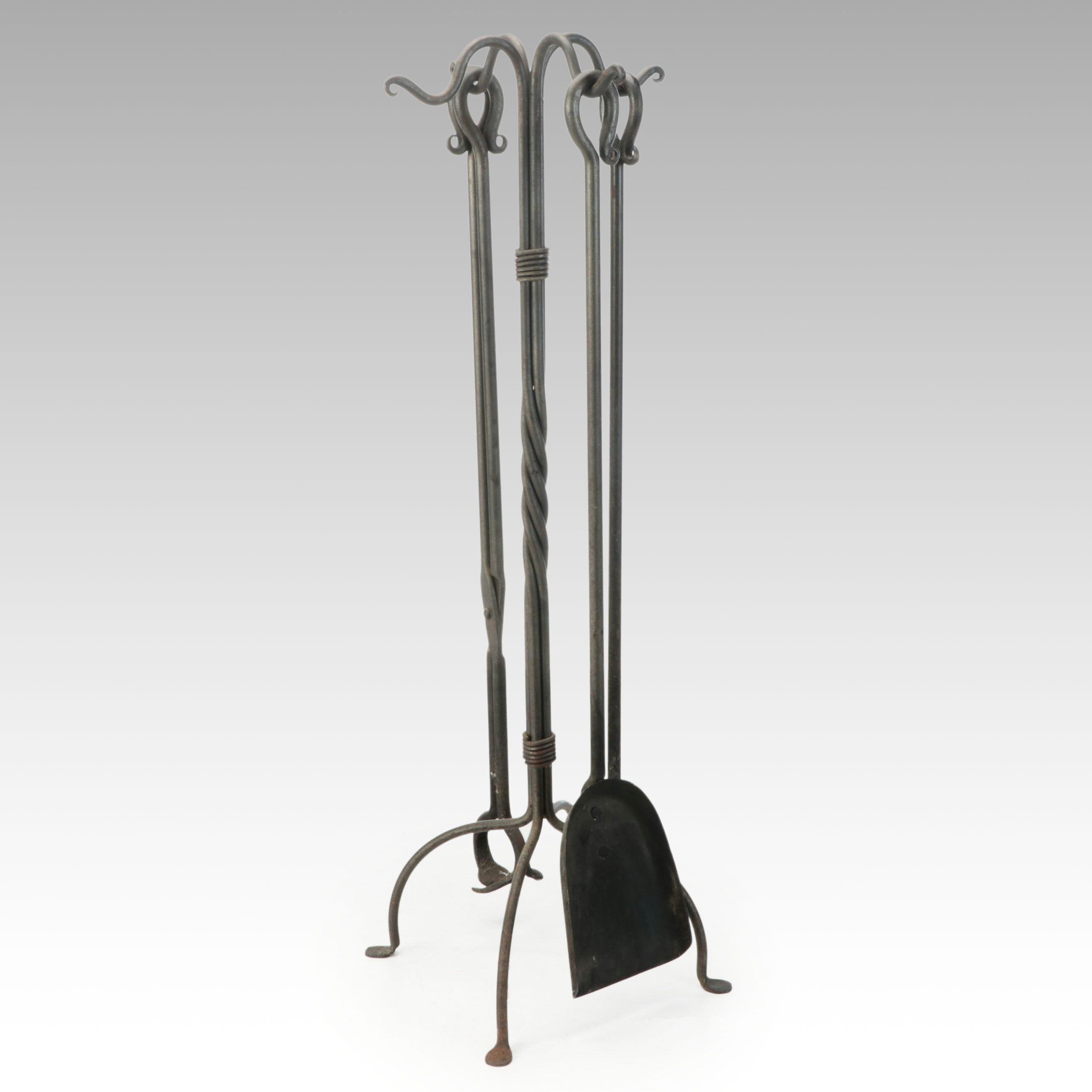 Hand-Forged Iron Fireplace Tool Set