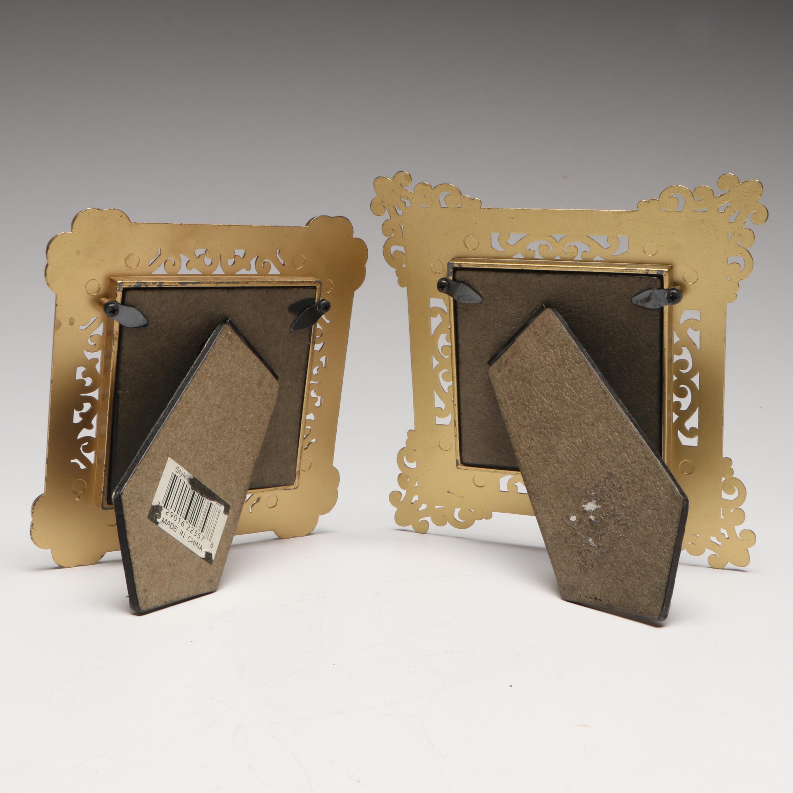 Semca Swiss Jeweled Shelf Clock with Embellished Metal Frames and Other Clock