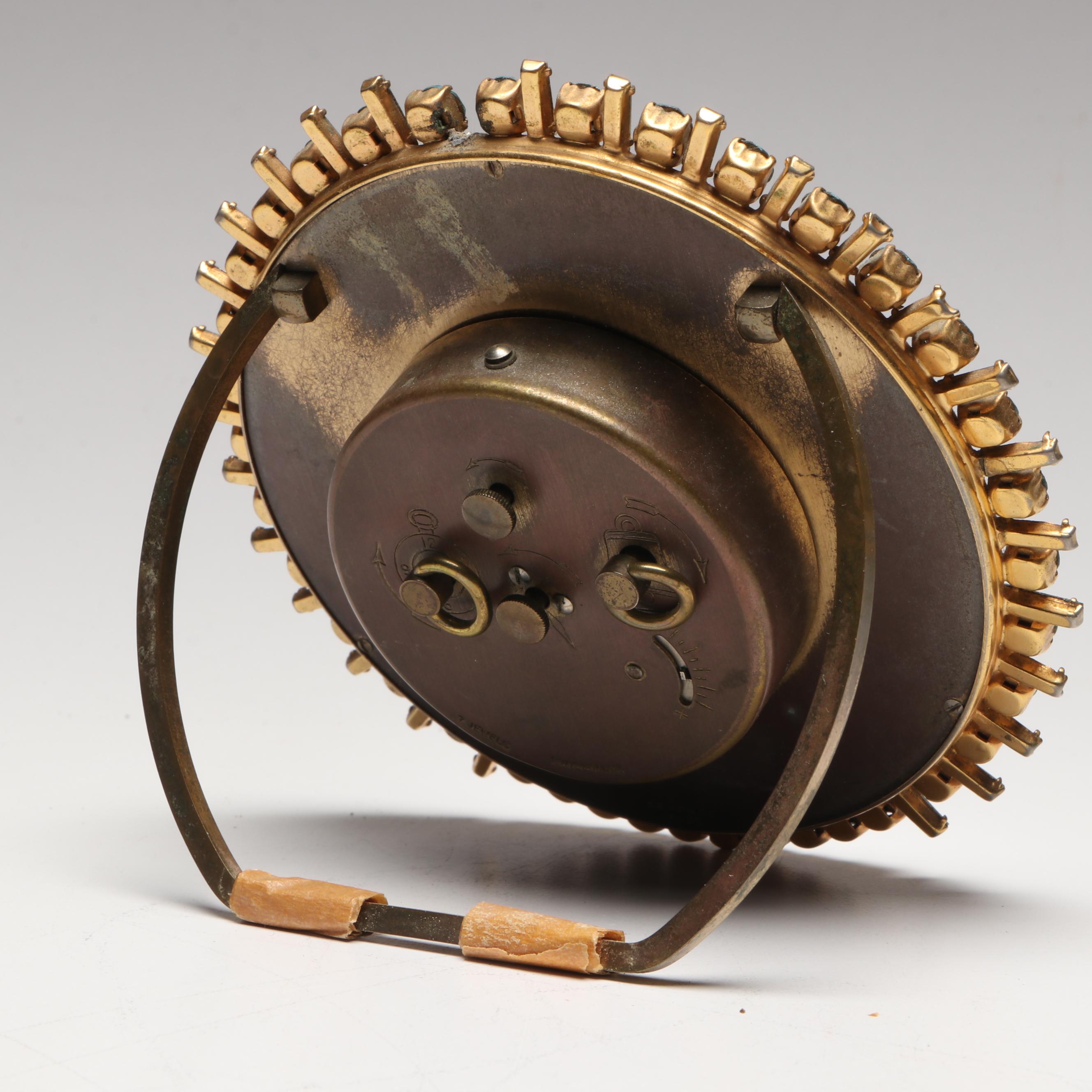 Semca Swiss Jeweled Shelf Clock with Embellished Metal Frames and Other Clock