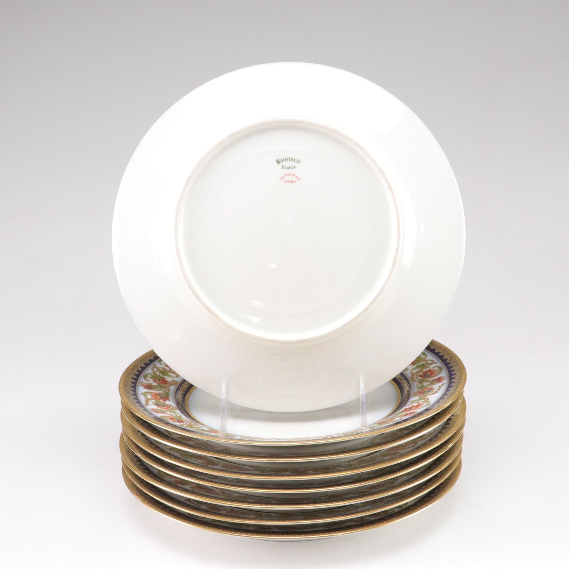 Haviland Limoges Hand-Painted Gilt Porcelain Dinner Plates