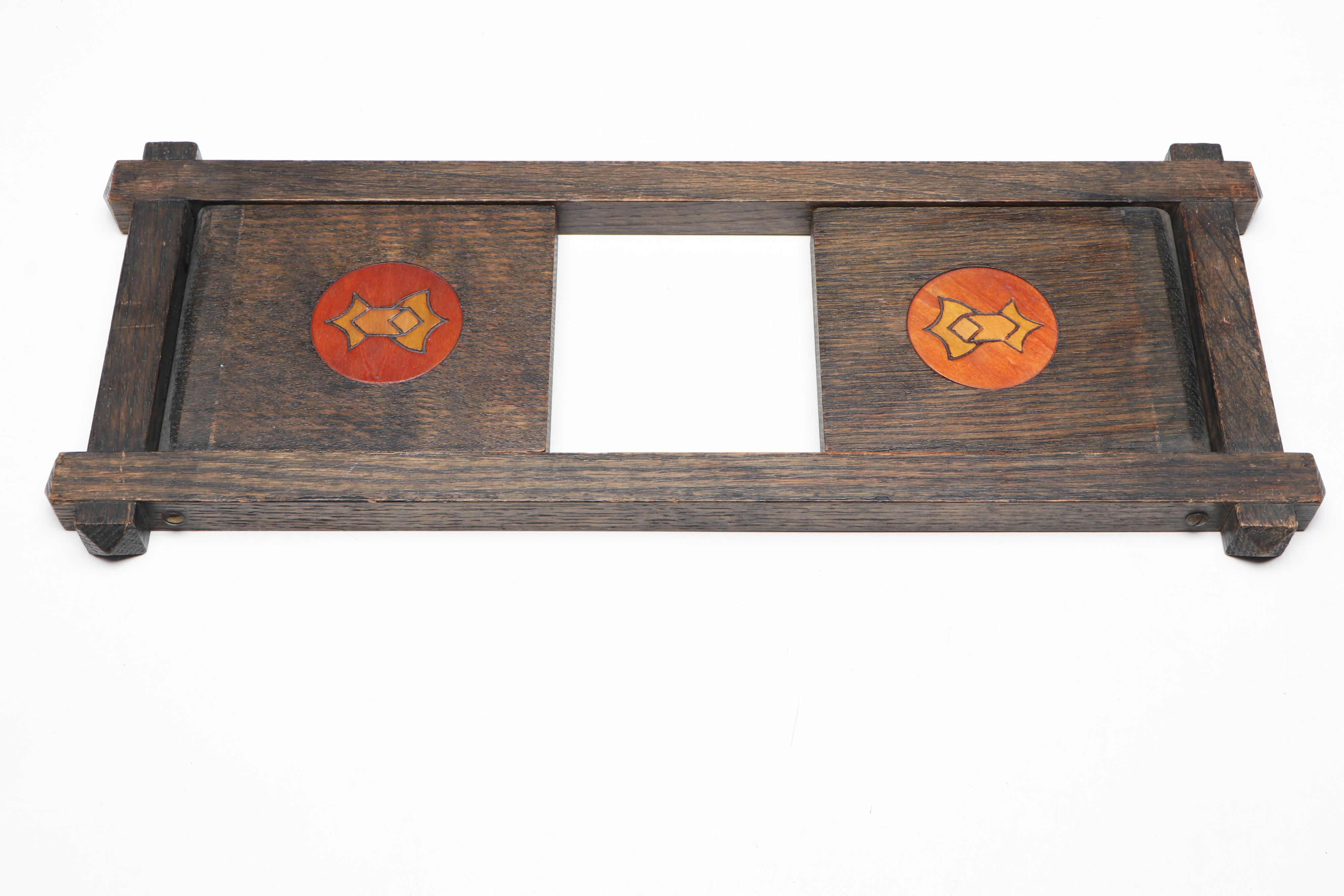 Lakeside Crafts Shop Oak Tabletop Folding Book Rack, Early 20th Century