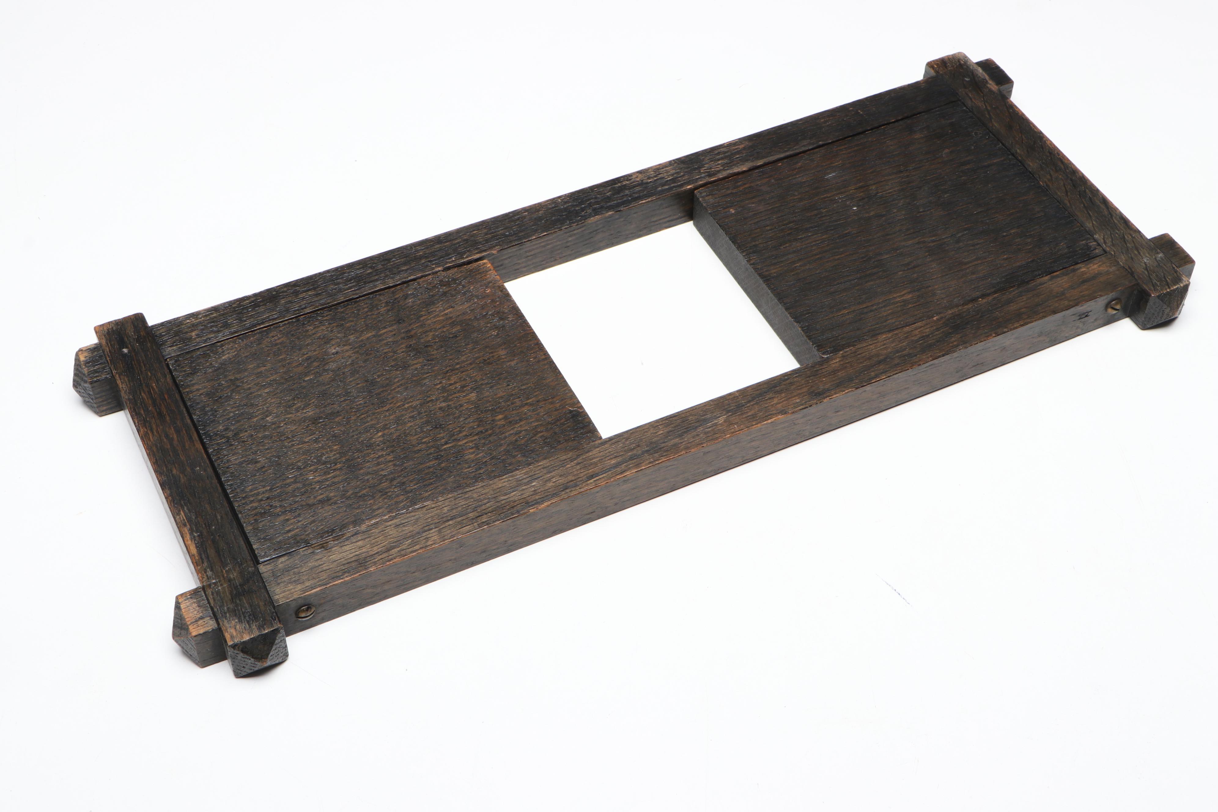 Lakeside Crafts Shop Oak Tabletop Folding Book Rack, Early 20th Century