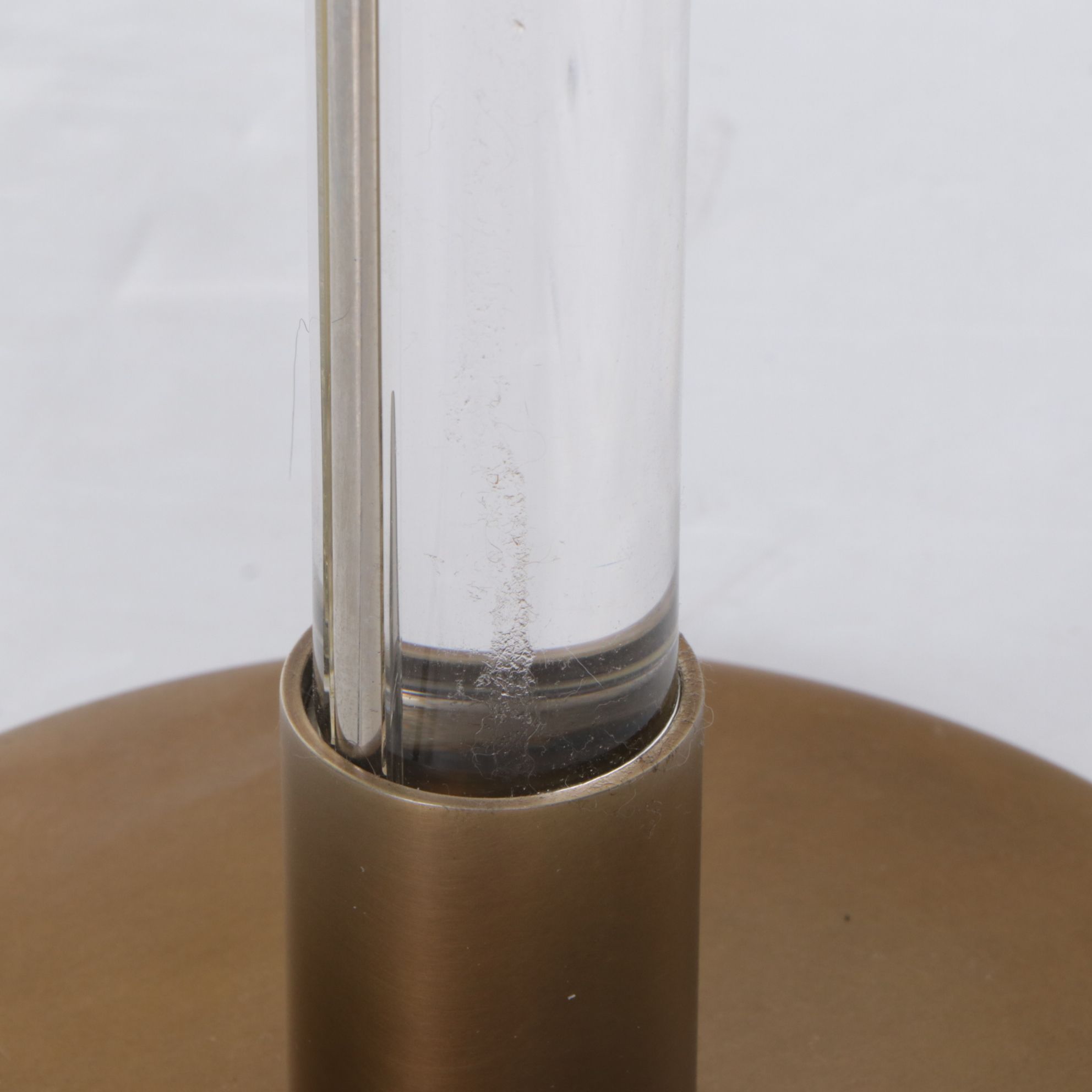 Satin Brass and Acrylic Swing Arm Table Lamp with Drum Shade and Diffuser