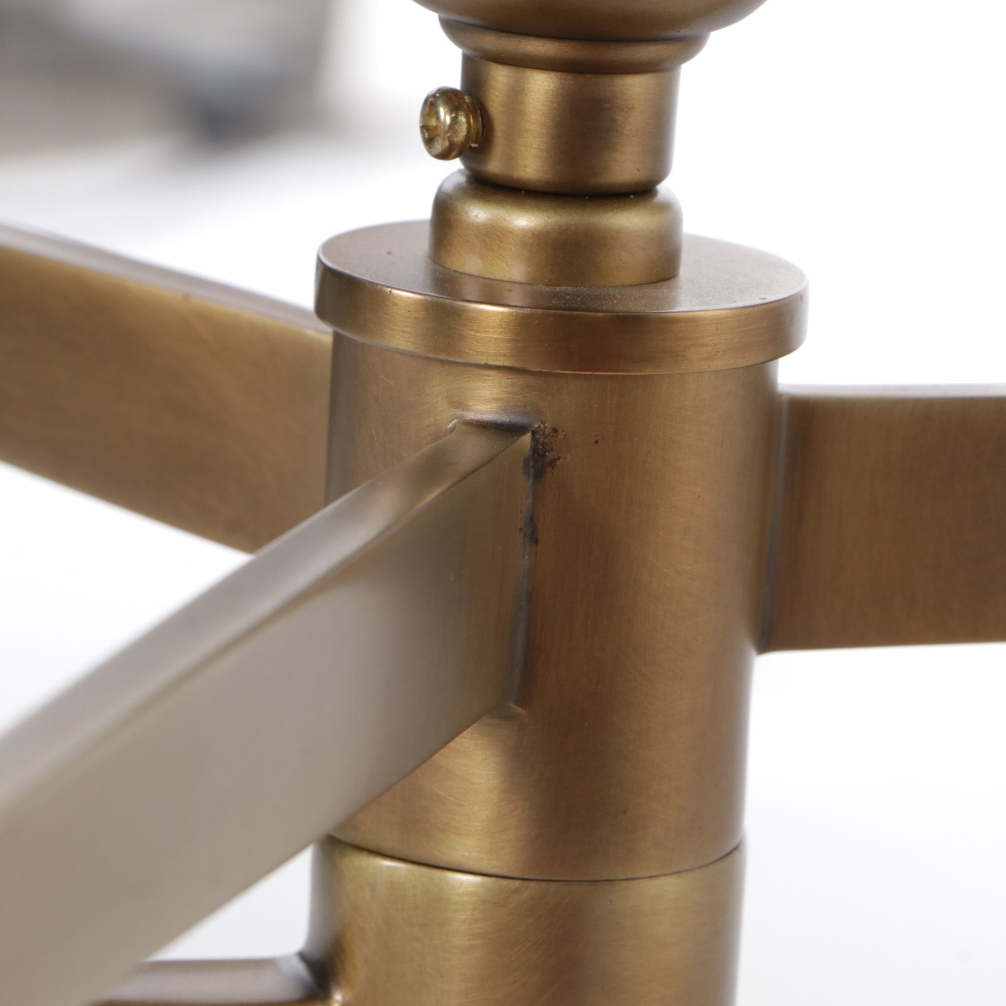 Satin Brass and Acrylic Swing Arm Table Lamp with Drum Shade and Diffuser