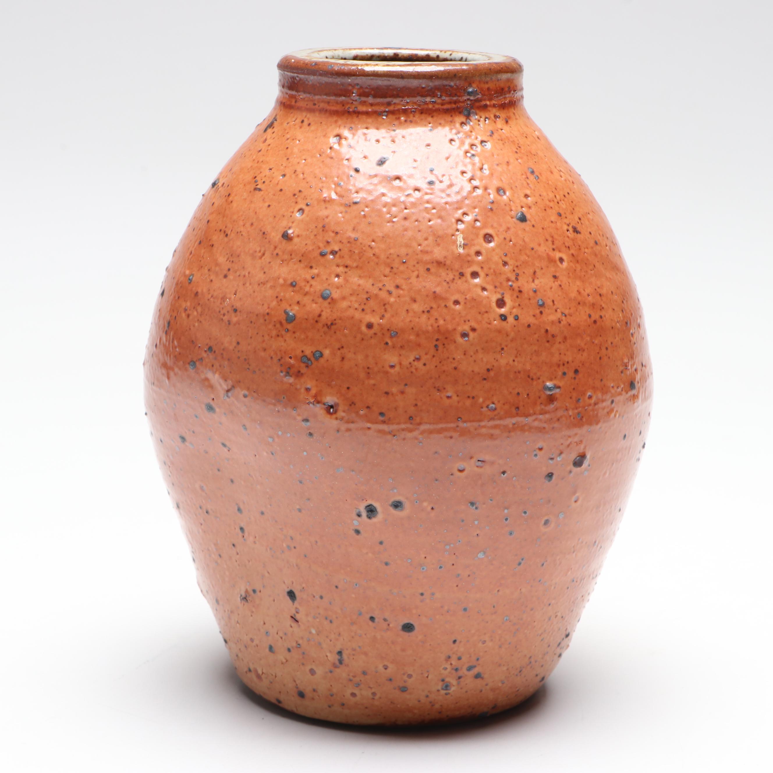Studio Pottery Bizen Vase with Other Salt Glazed Stoneware Vase