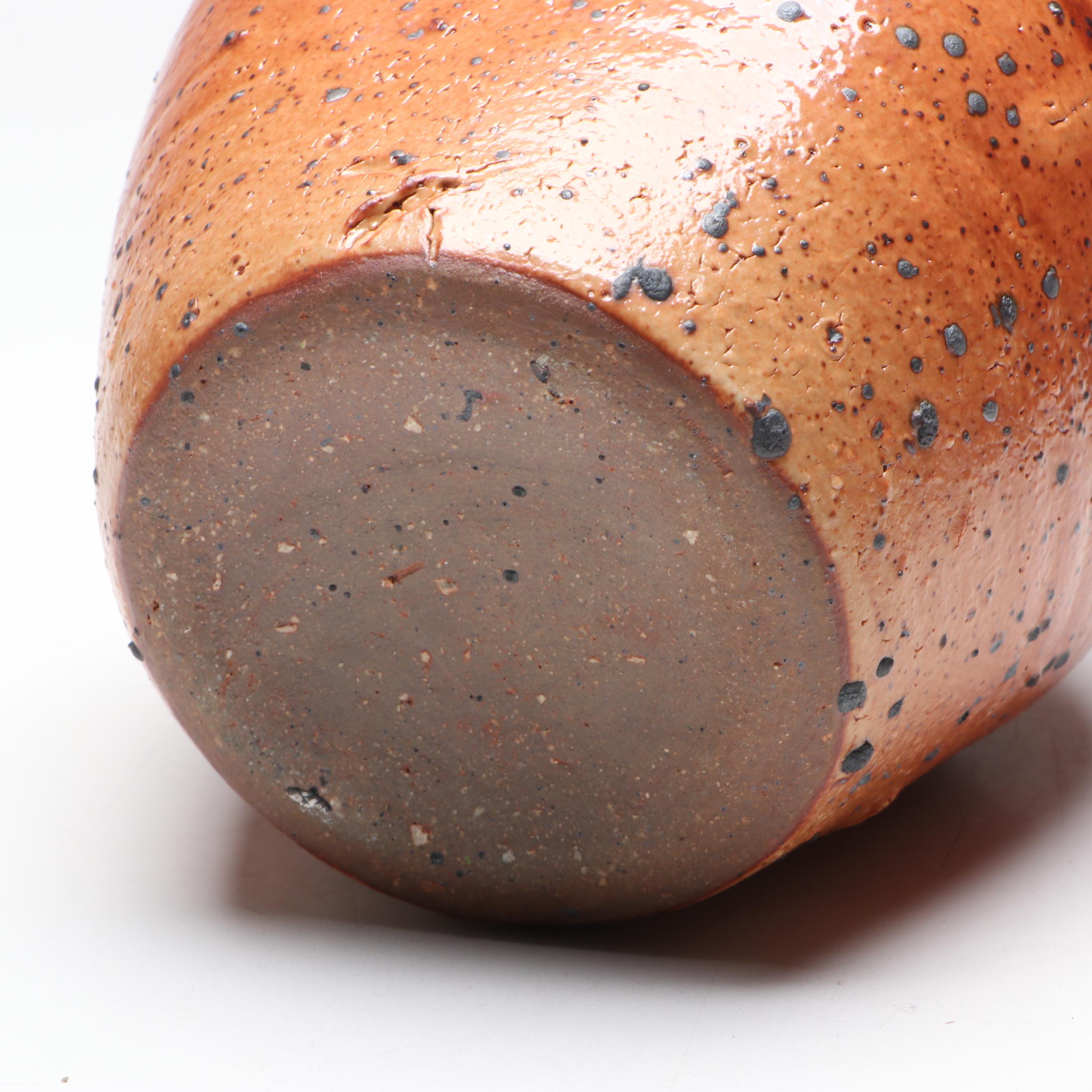 Studio Pottery Bizen Vase with Other Salt Glazed Stoneware Vase