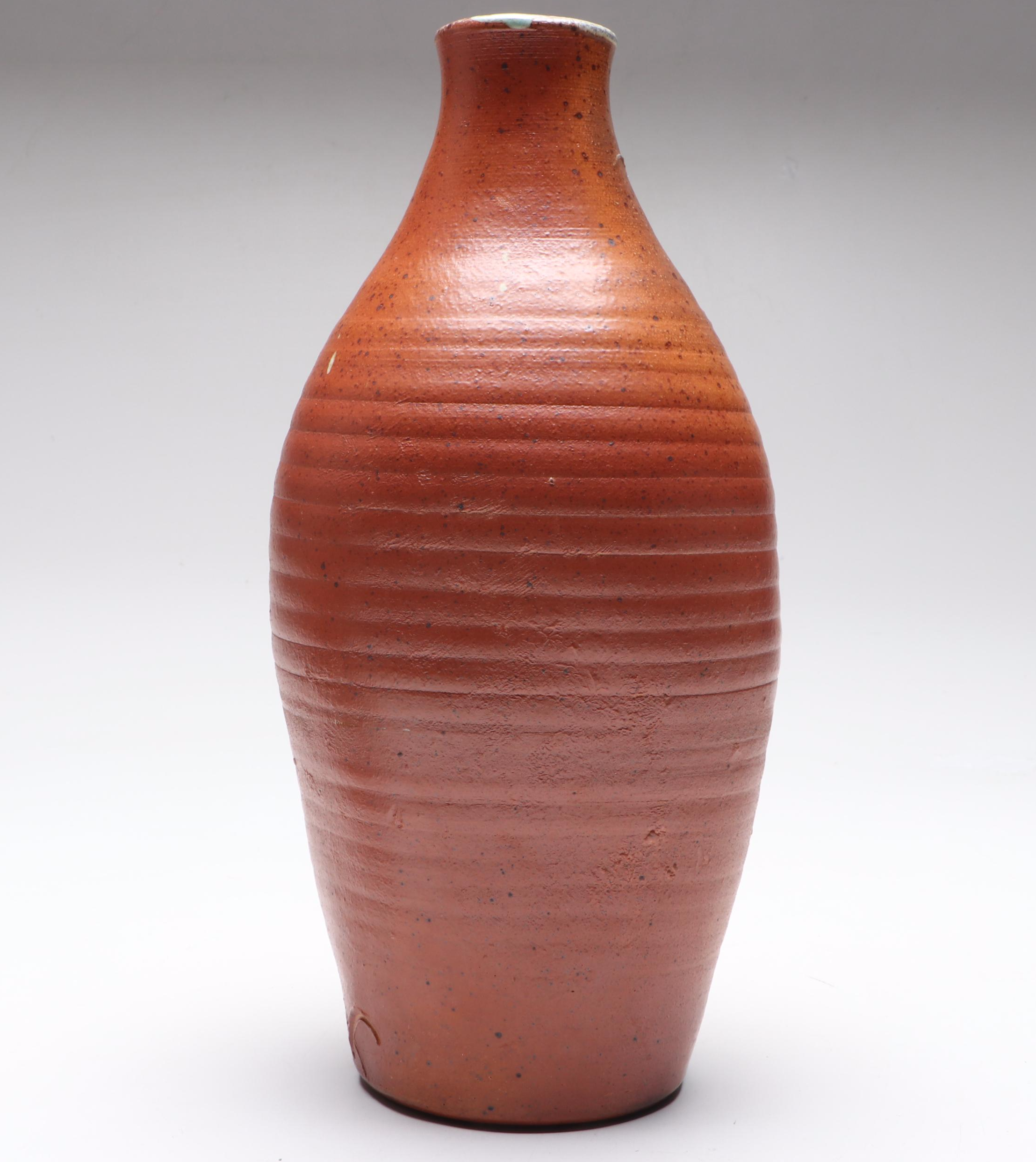 Studio Pottery Bizen Vase with Other Salt Glazed Stoneware Vase