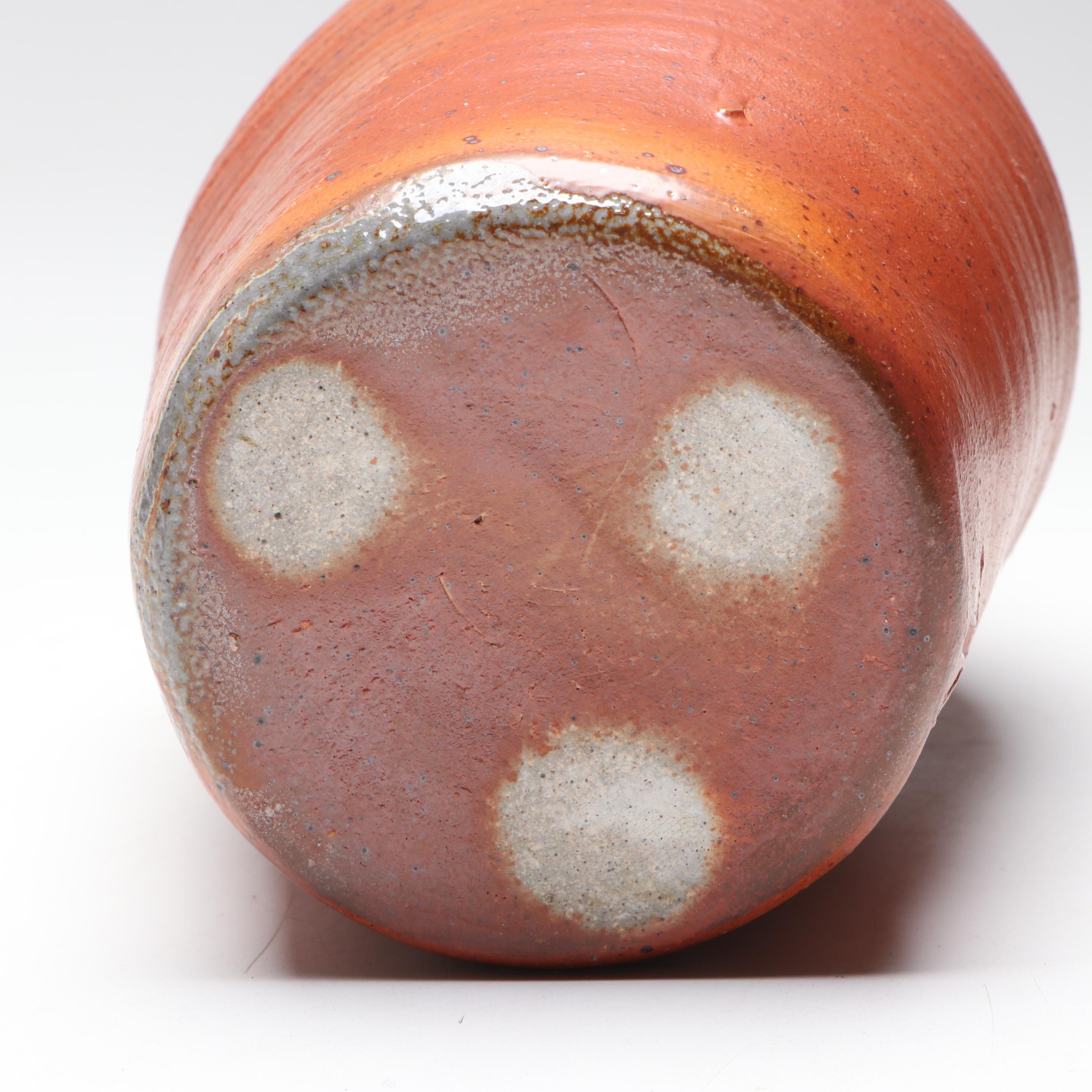 Studio Pottery Bizen Vase with Other Salt Glazed Stoneware Vase