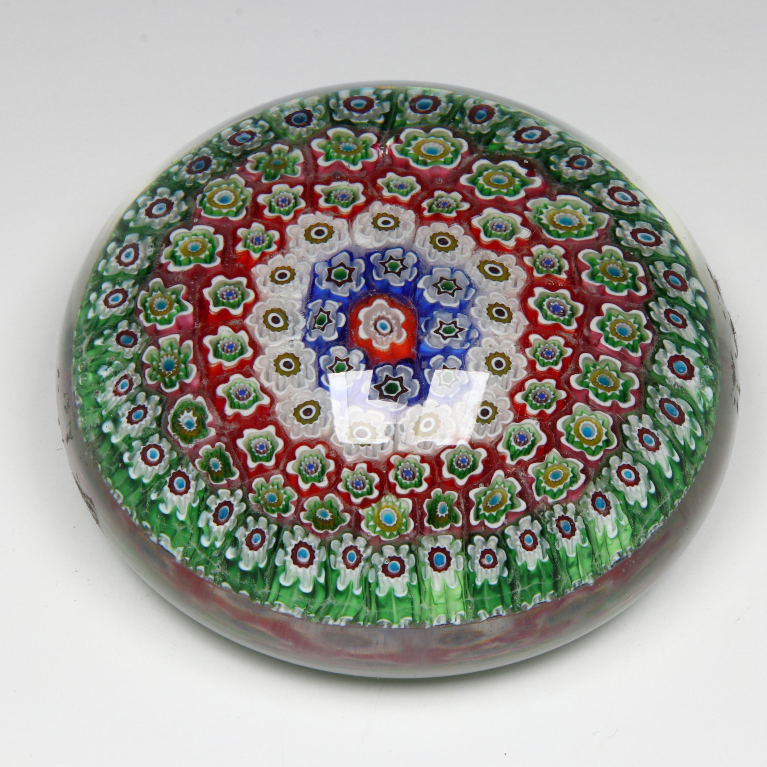 Murano Millefiori Art Glass Paperweight