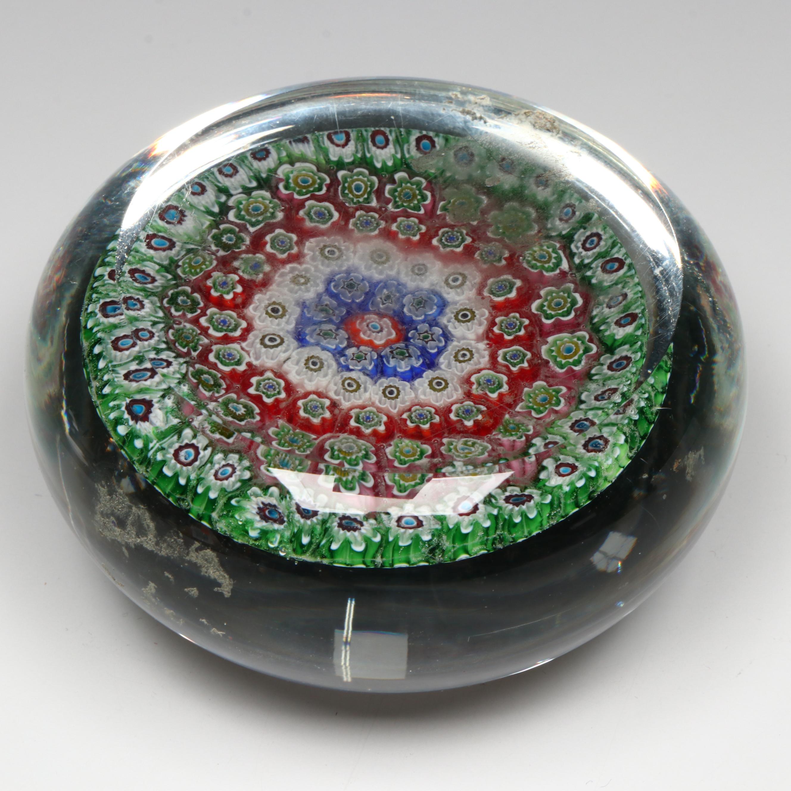 Murano Millefiori Art Glass Paperweight
