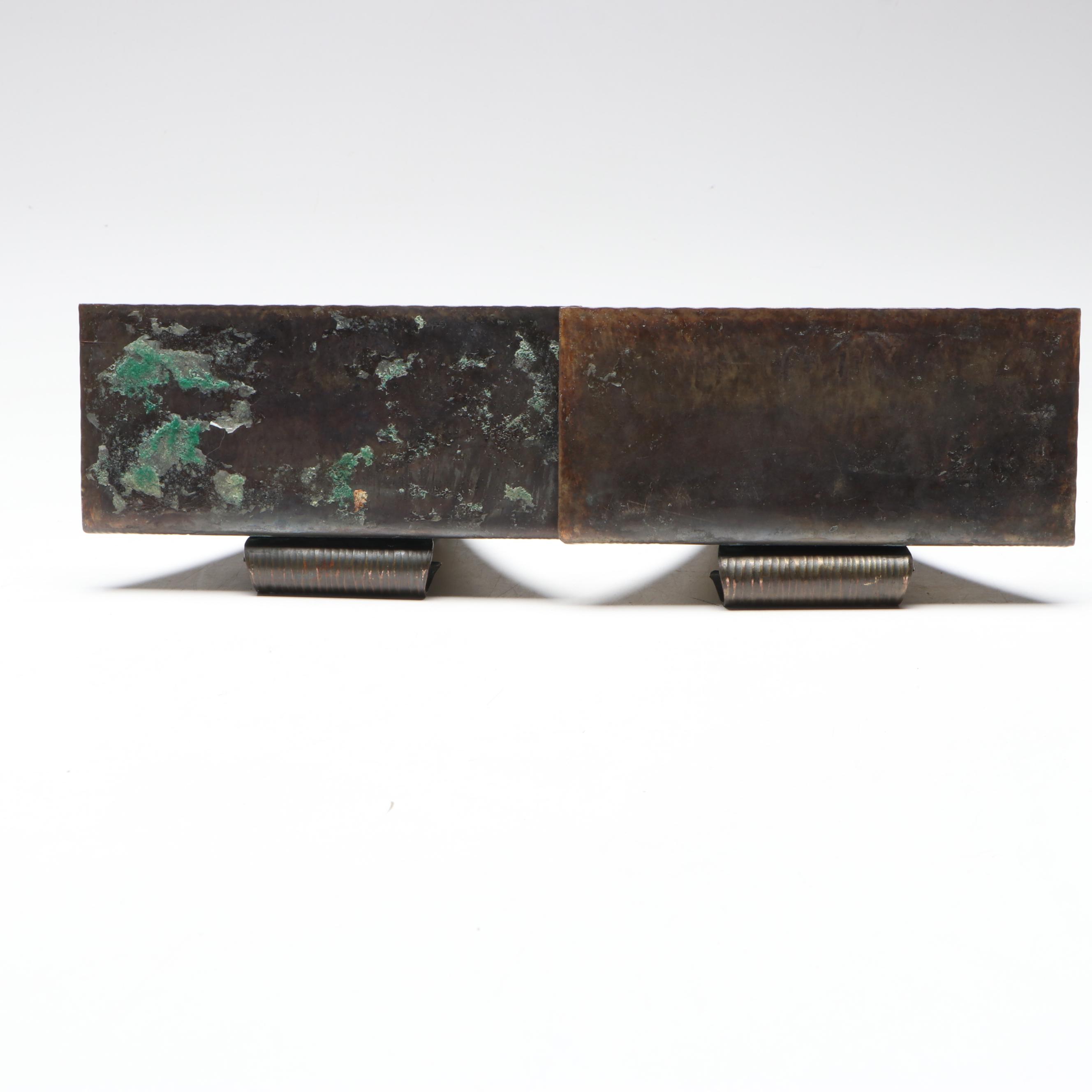 Roycroft Arts and Crafts Brass Bookends