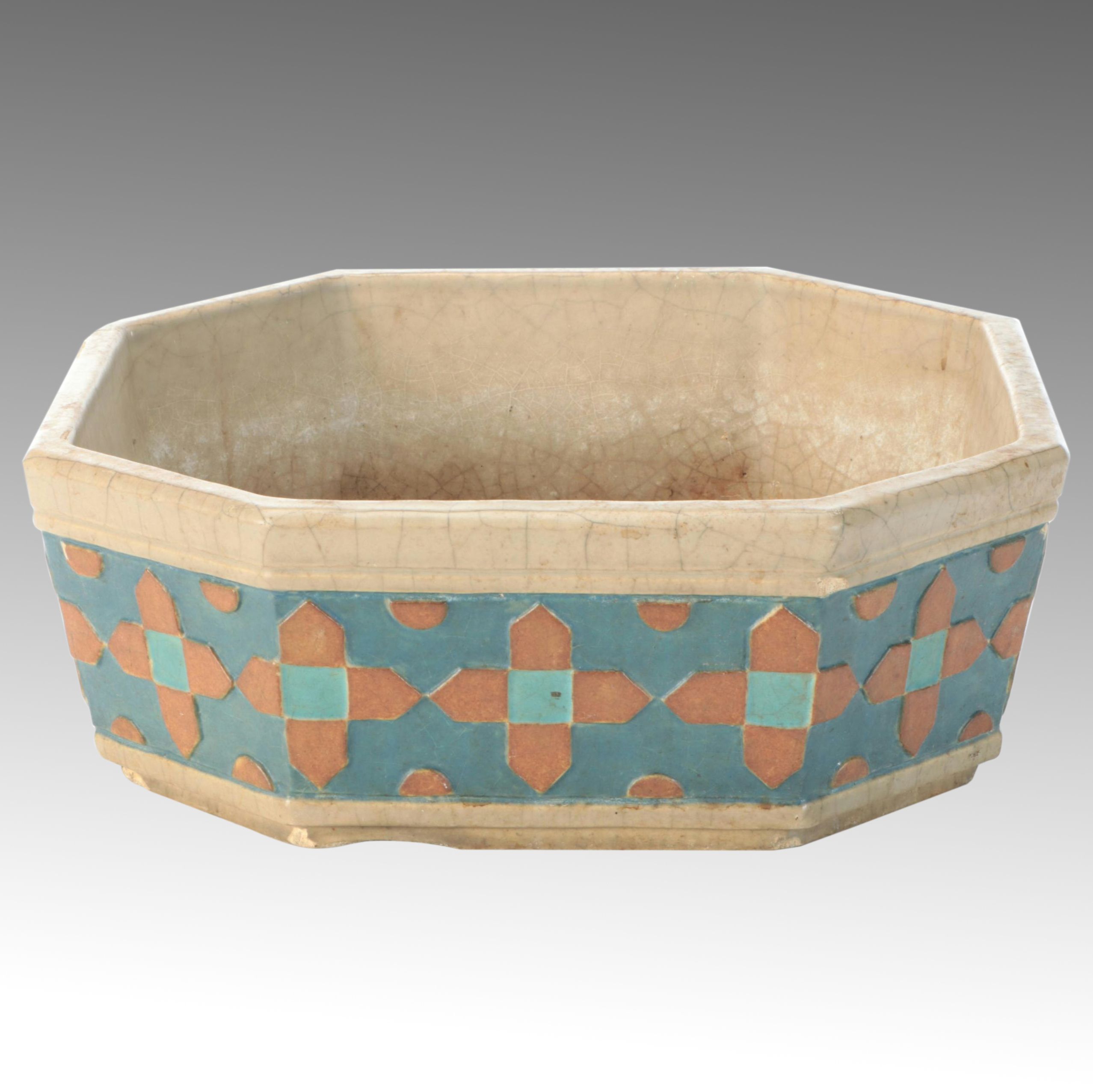 Early Rookwood Tiled Shallow Octagonal Planter, Late 19th Century